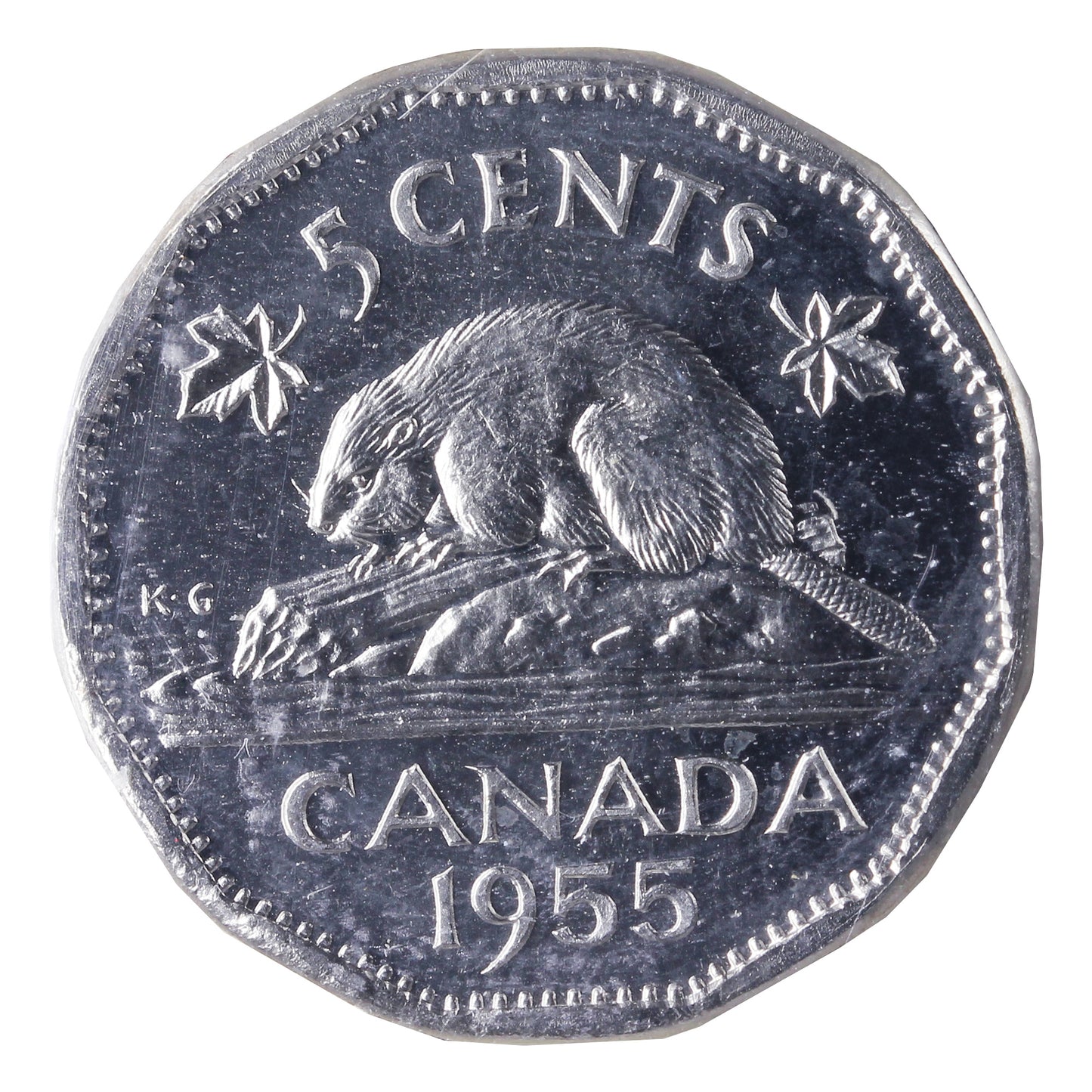 1955 Canada 5-cents ICCS Certified PL65