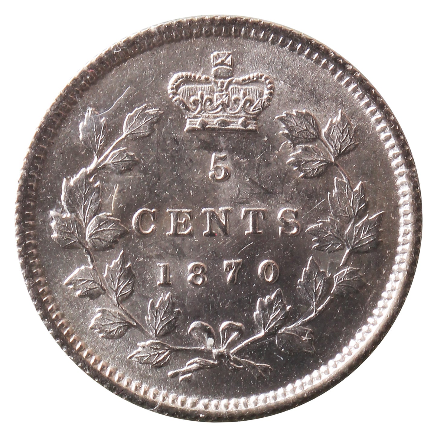 1870 Raised Border Canada 5-cents Prestige Certified MS62 (100-1210)