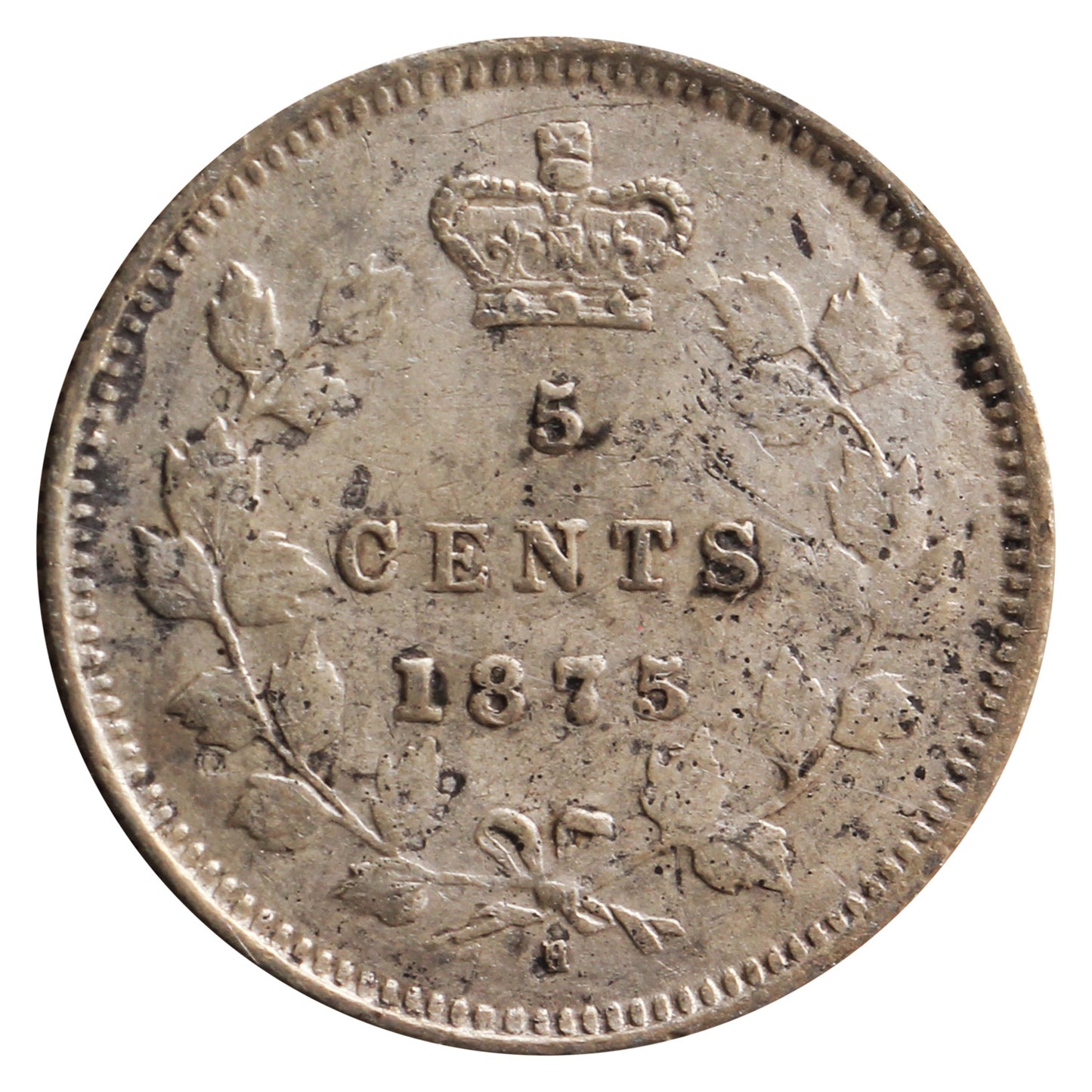 1875H Large Date Canada 5-cents ICCS Certified VF30