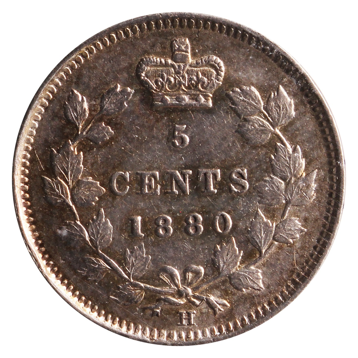 1880H Obv. 2 Canada 5-cents ICCS Certified EF45