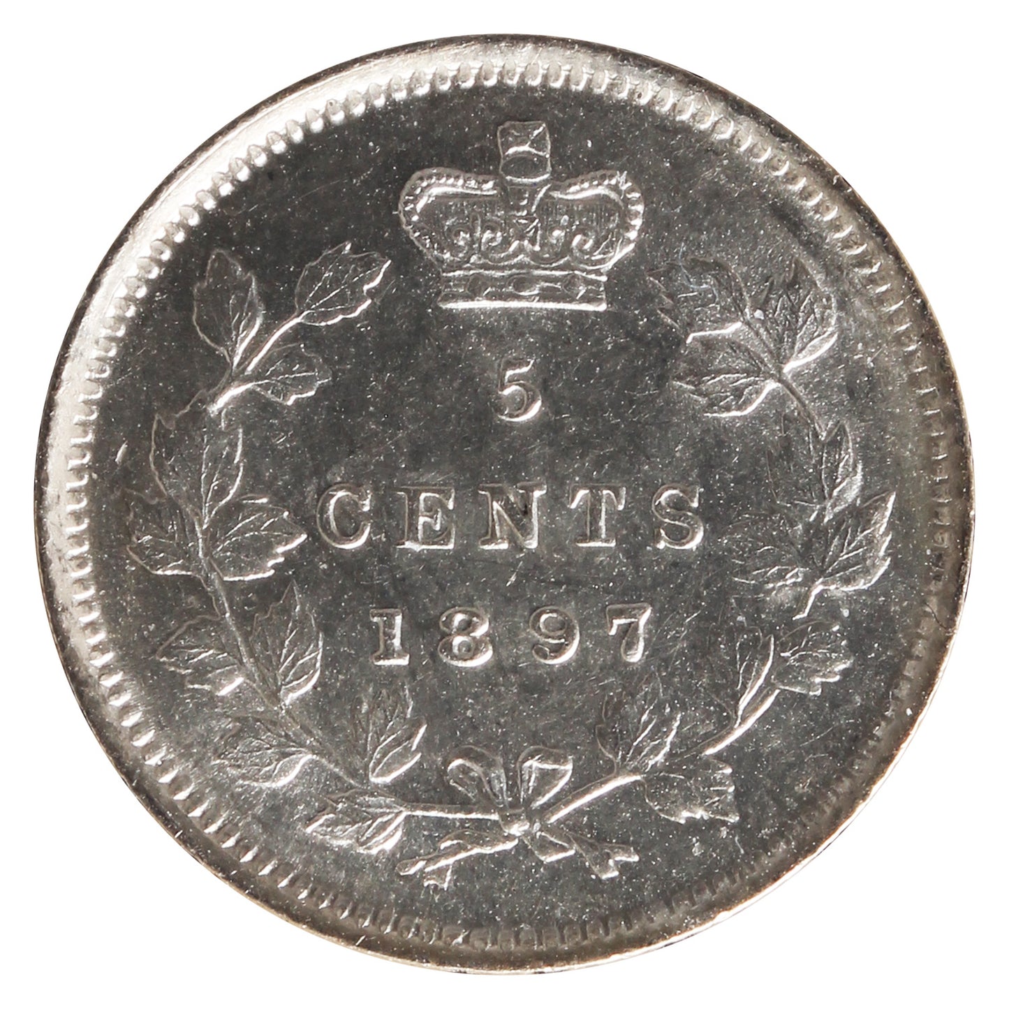 1897 Wide 8 Canada 5-cents ICCS Certified MS62 (XAM 213)