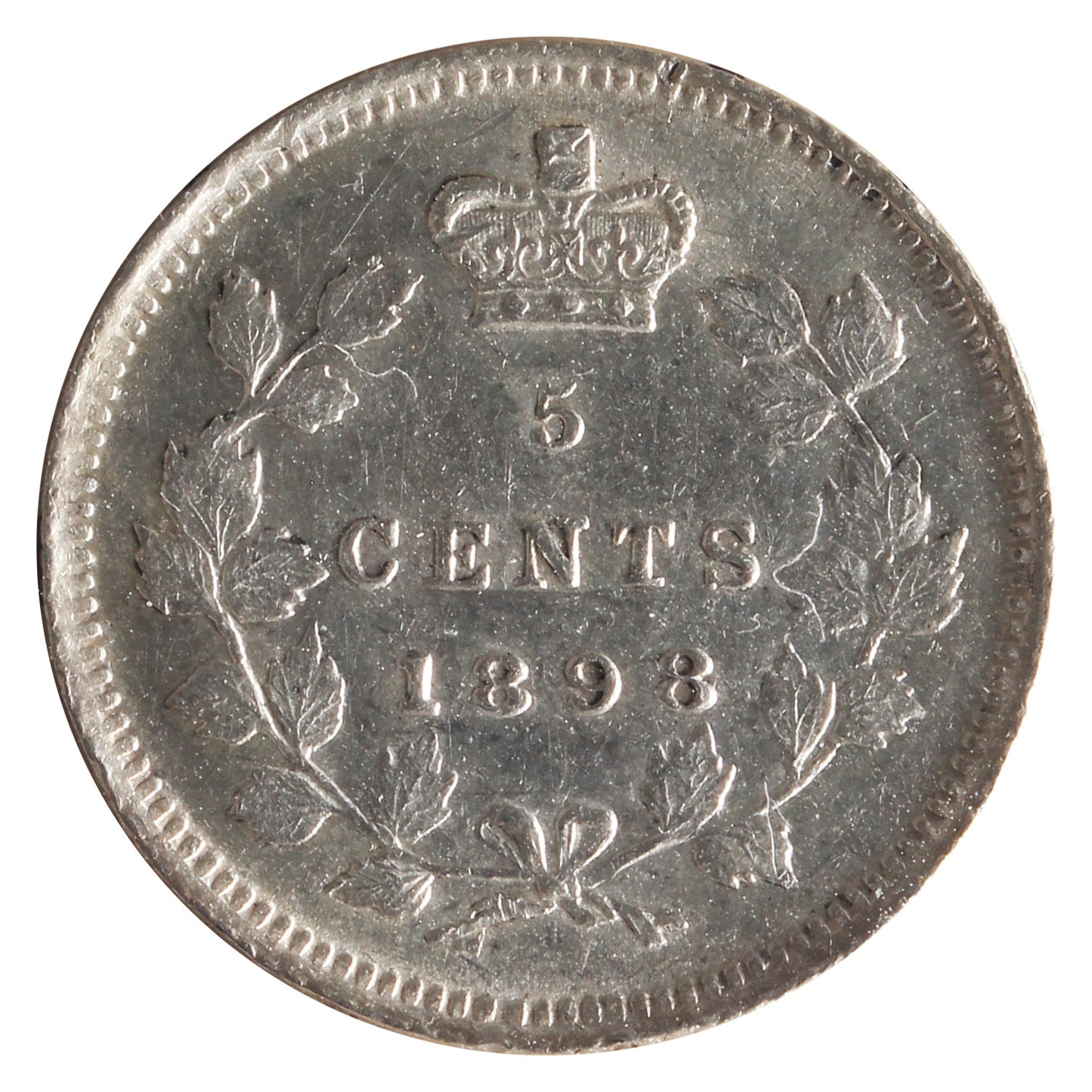 1898 Canada 5-cents ICCS Certified AU50