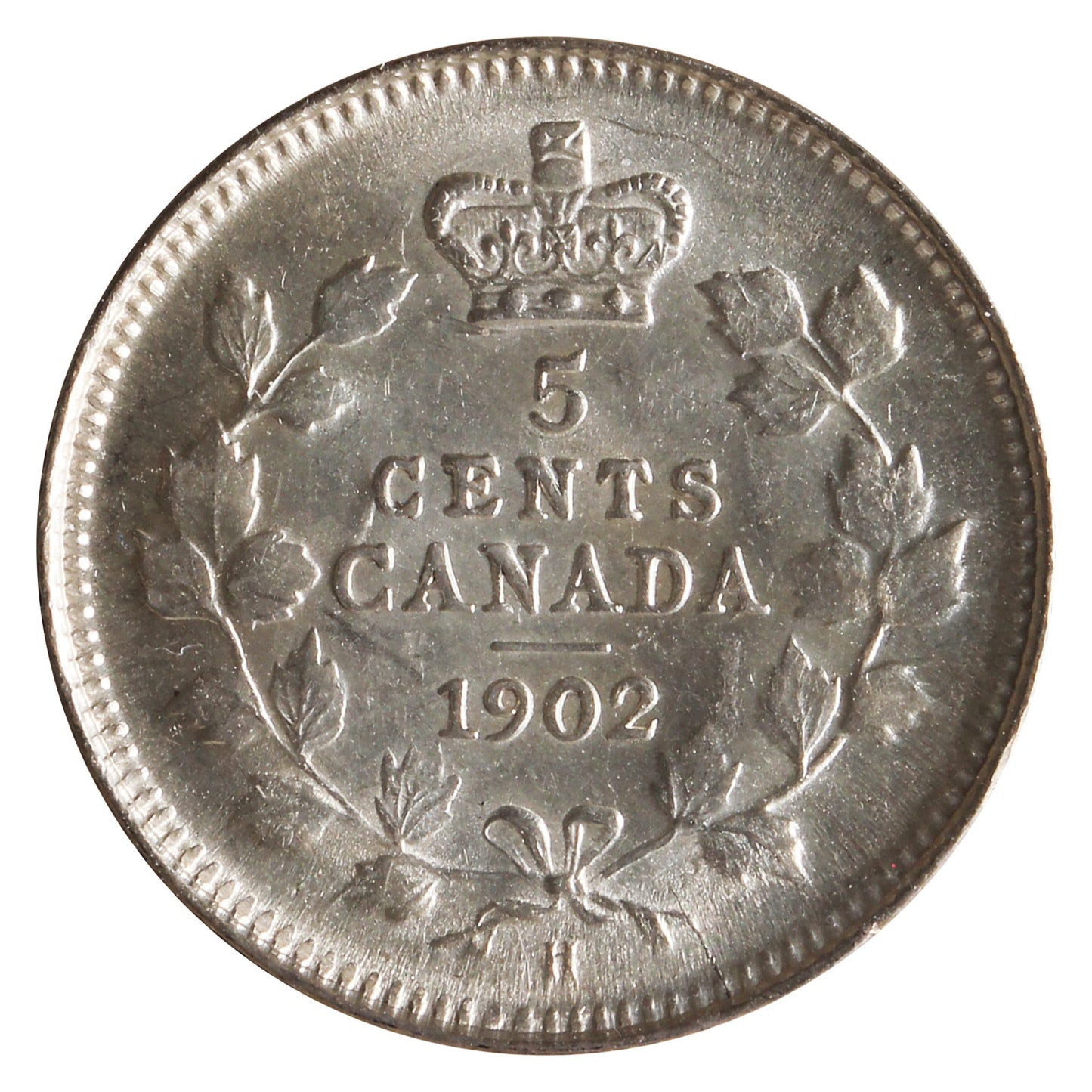 1902H Small H Canada 5-cents ICCS Certified AU55