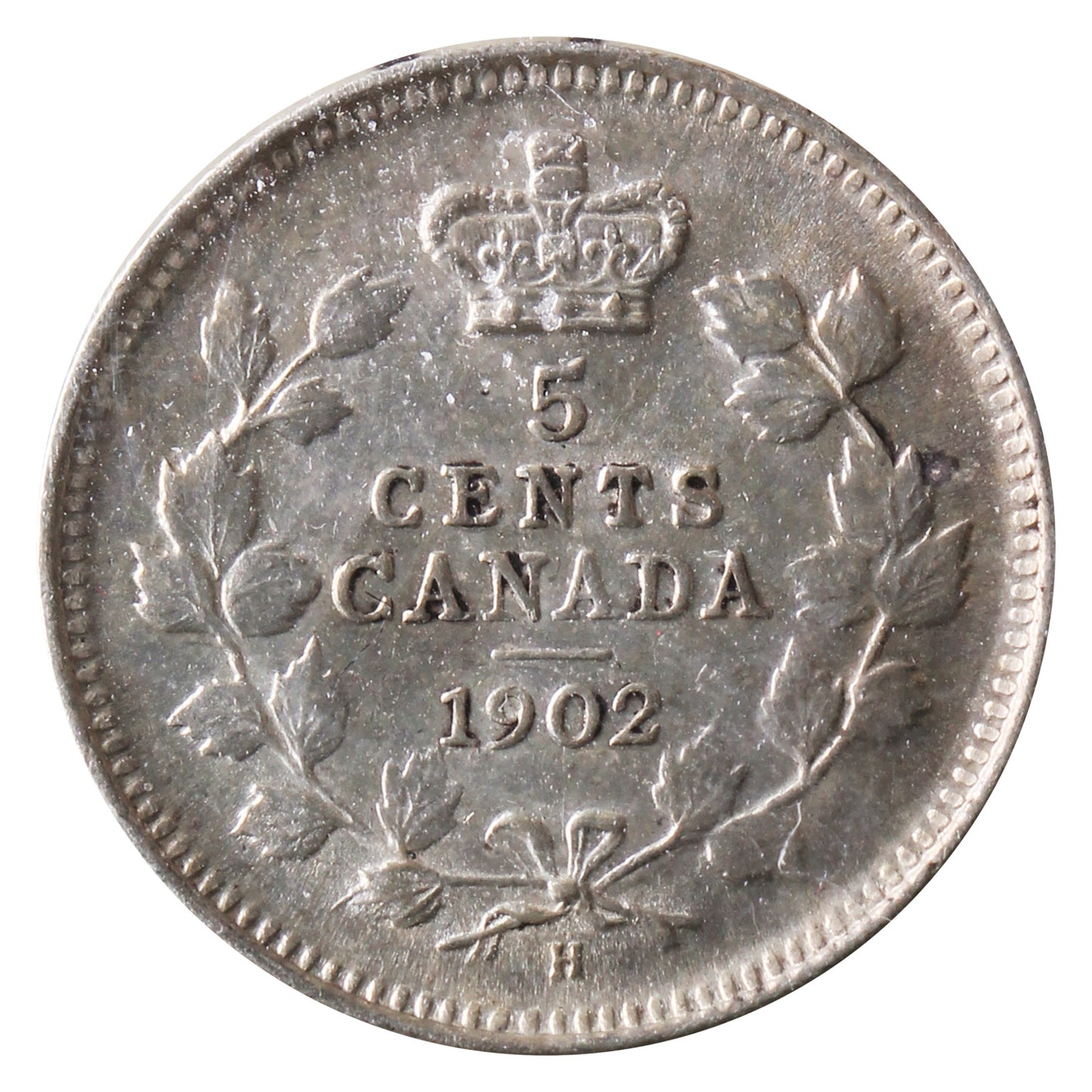 1902H Small H Canada 5-cents ICCS Certified EF45
