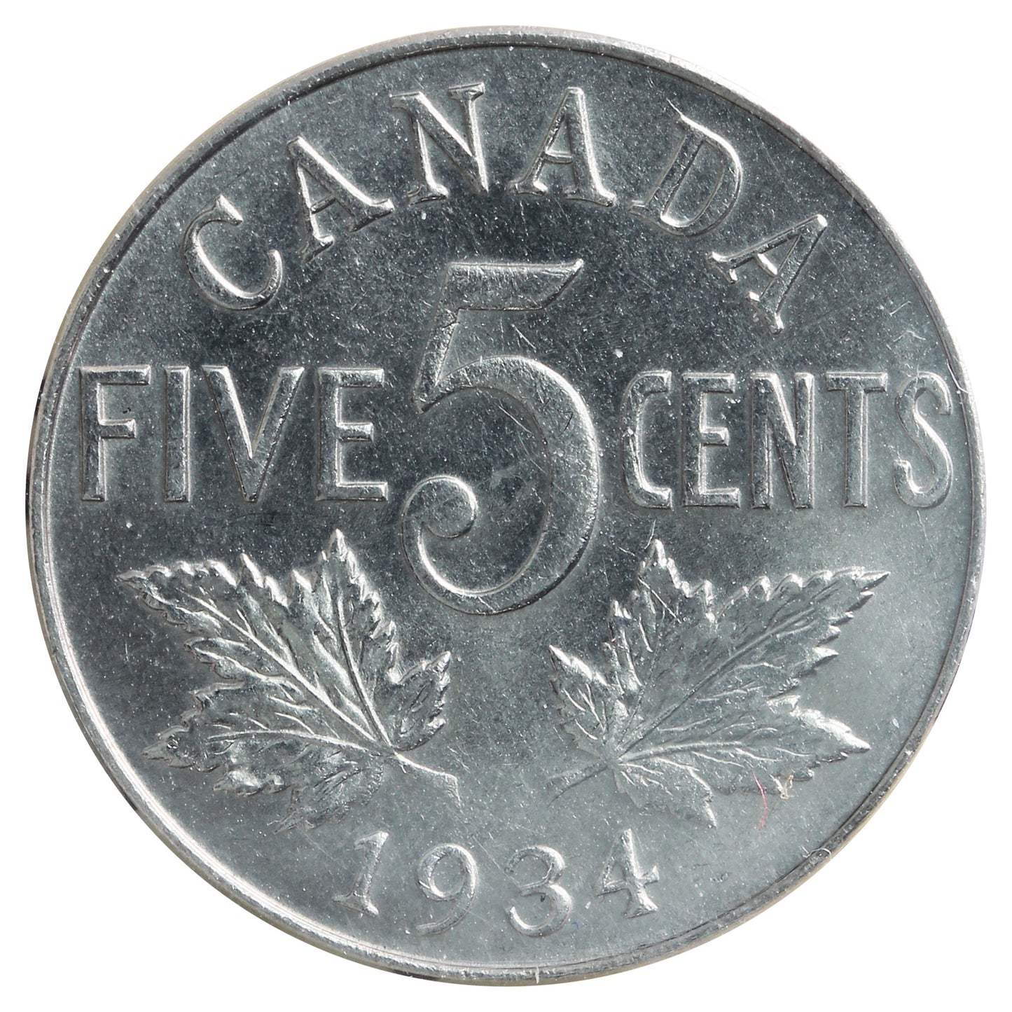 1934 Canada 5-cents ICCS Certified MS63 (XVR 309)