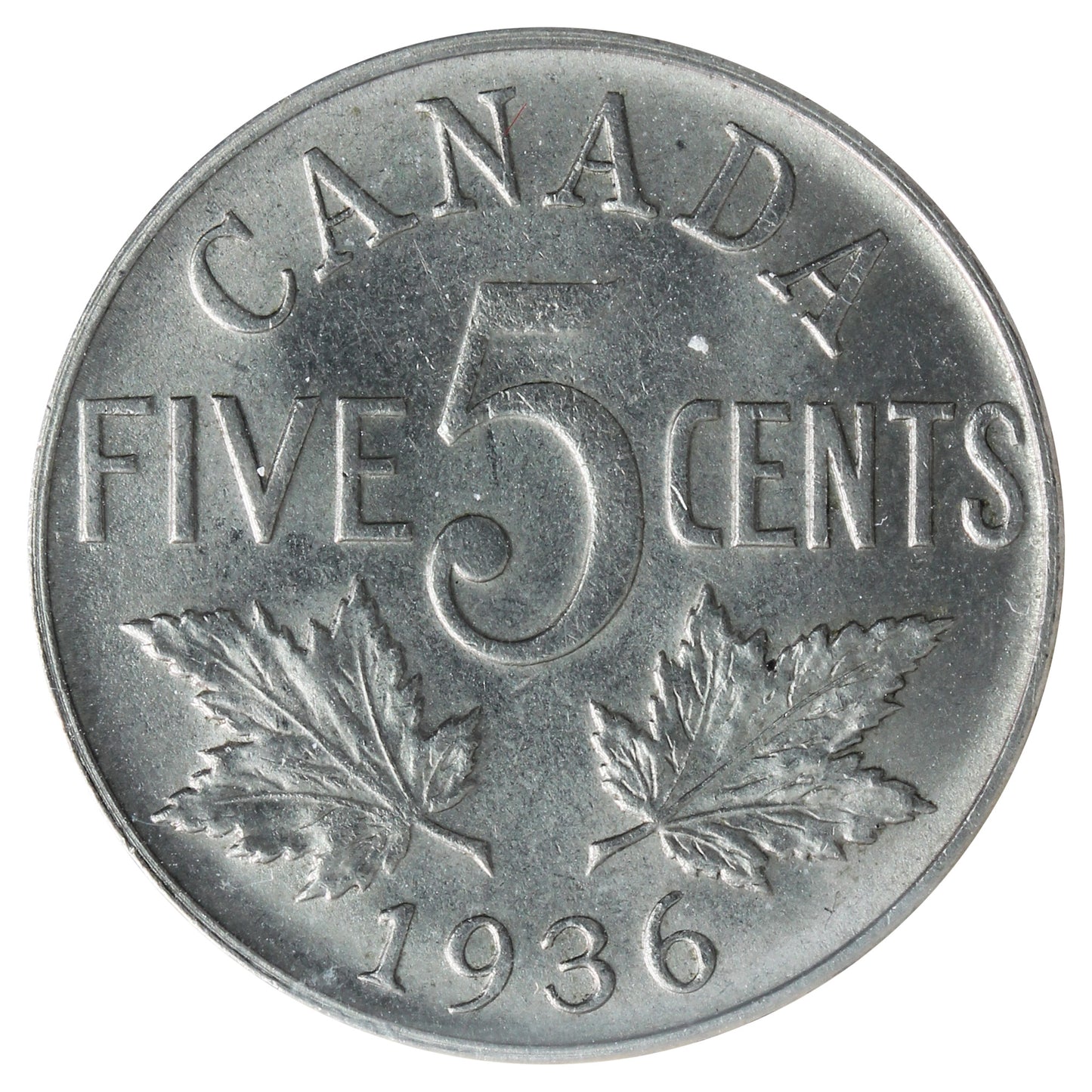 1936 Canada 5-cents ICCS Certified MS64 (XHT 292)