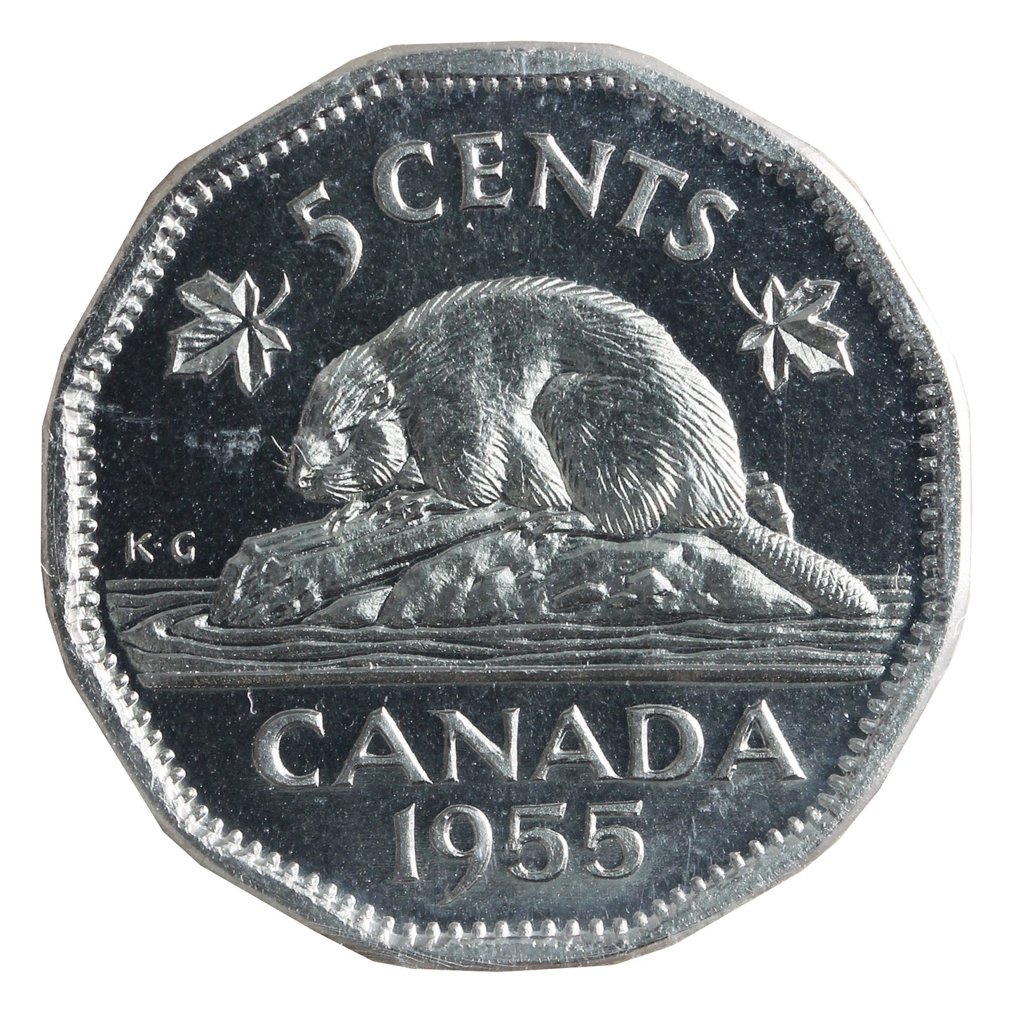 1955 Canada 5-cents ICCS Certified PL-66 Heavy Cameo