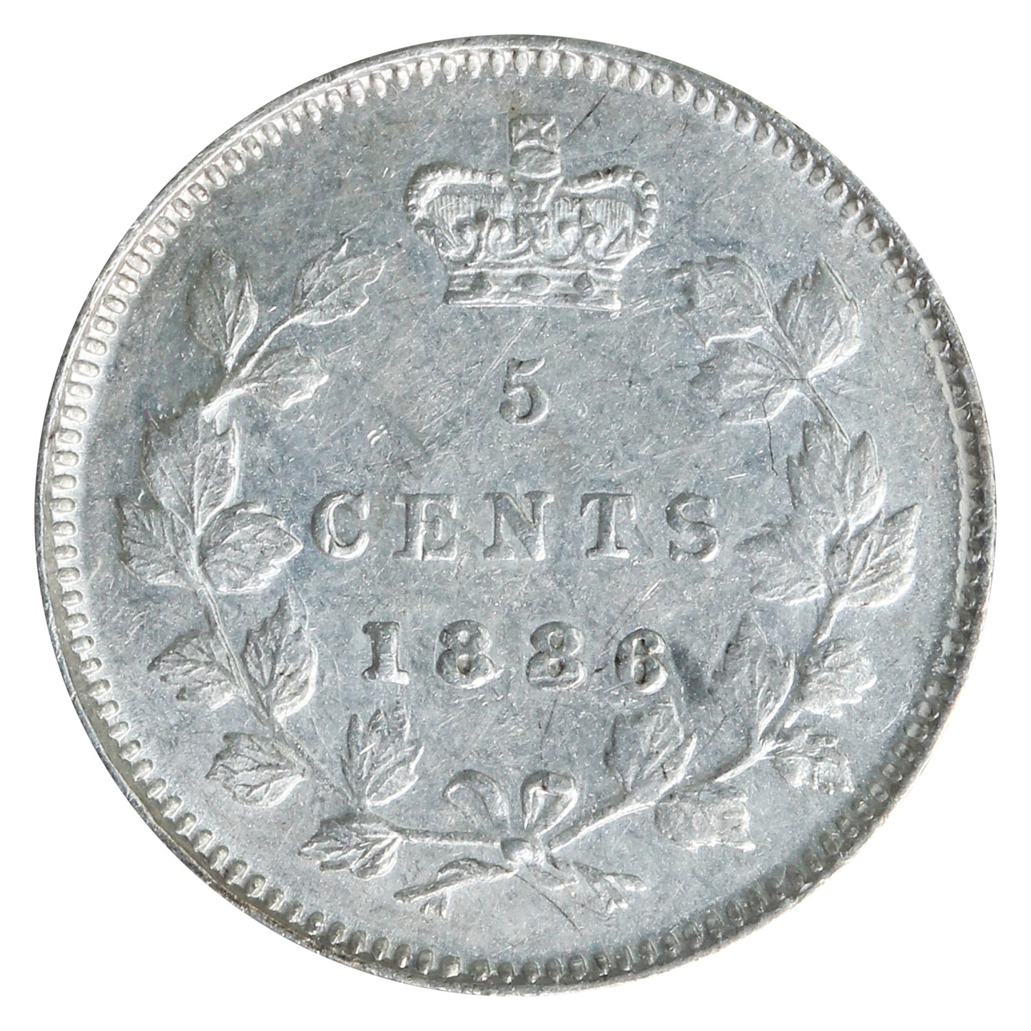 1886 Large 6 Canada 5-cents ICCS Certified AU55