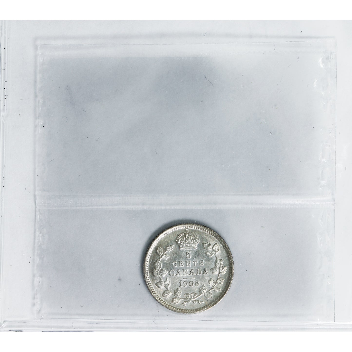 1908 Large 8 Canada 5-cents ICCS Certified AU50