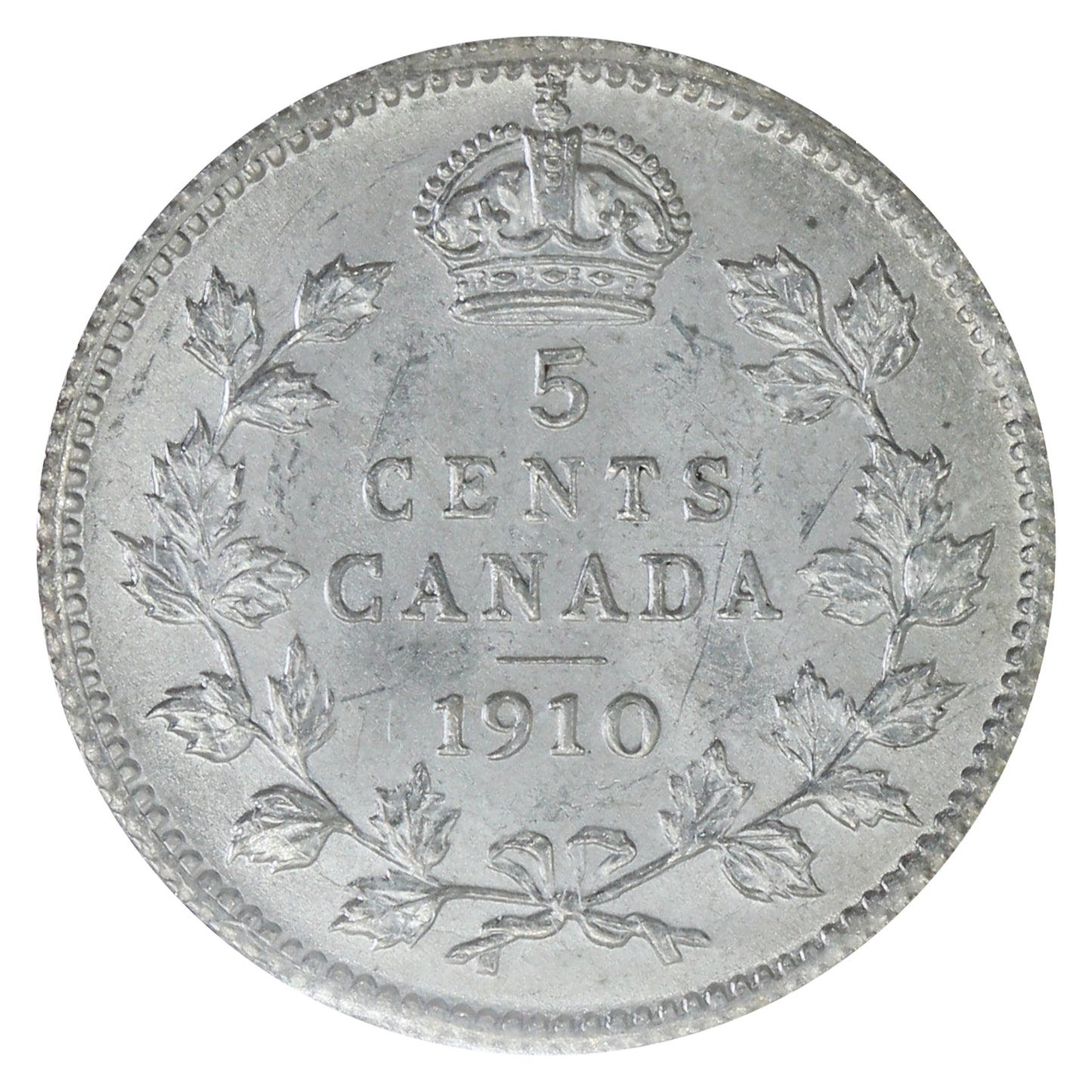 1910 Pointed Leaves Canada 5-cents ICCS Certified MS63