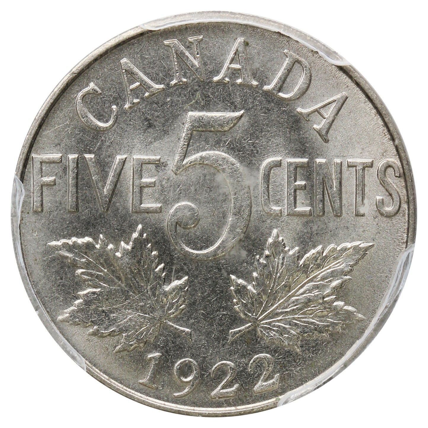 1922 Near Rim Canada 5-cents PCGS Certified MS63