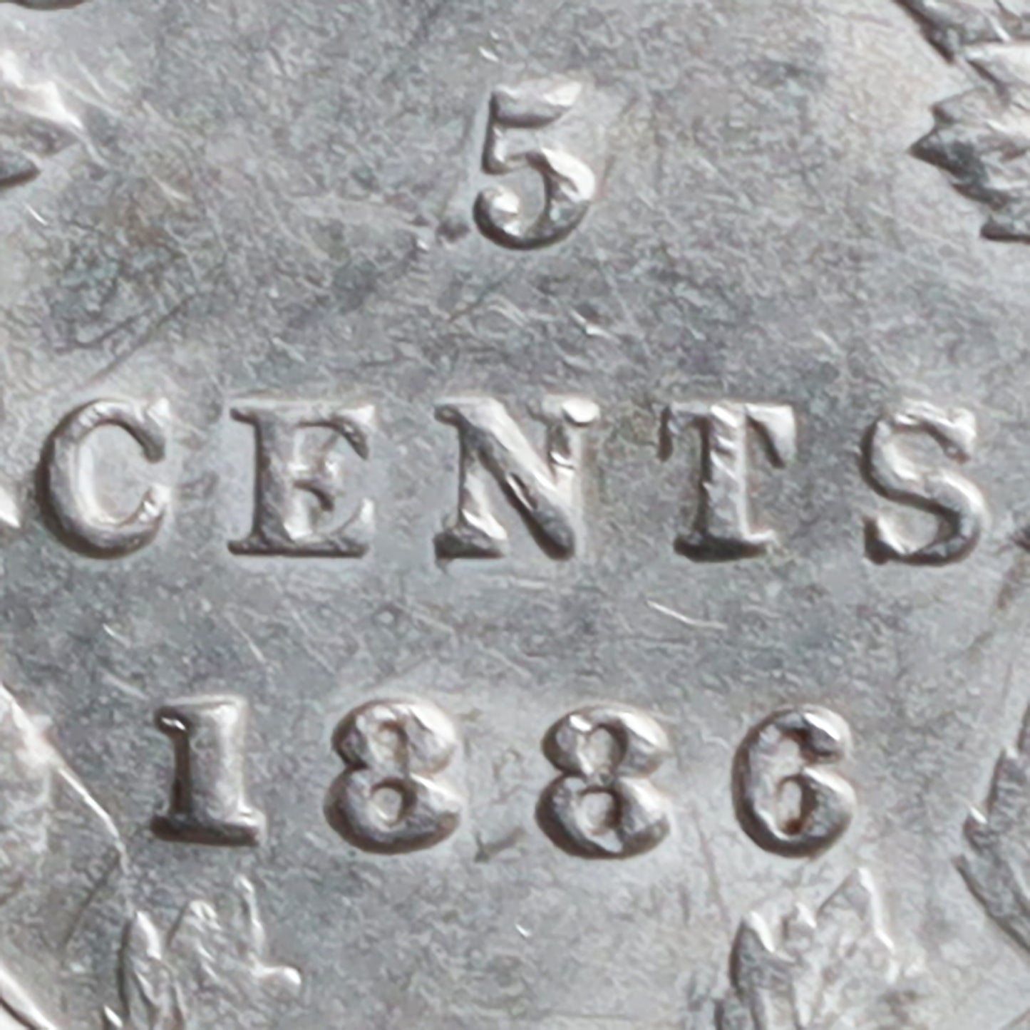 1886 Large 6 Canada 5-cents ICCS Certified AU50
