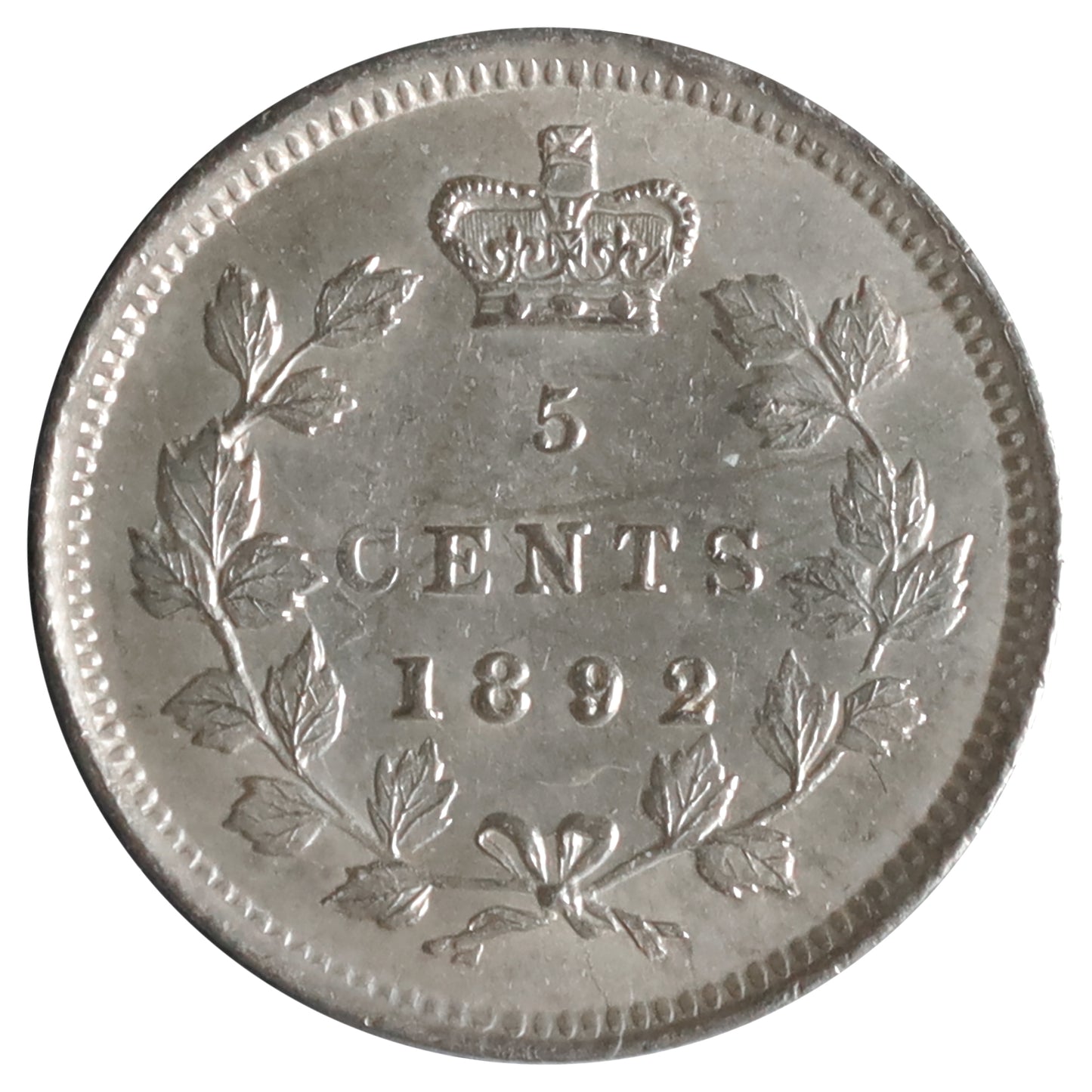 1892 Obv. 2 Canada 5-cents ICCS Certified AU55