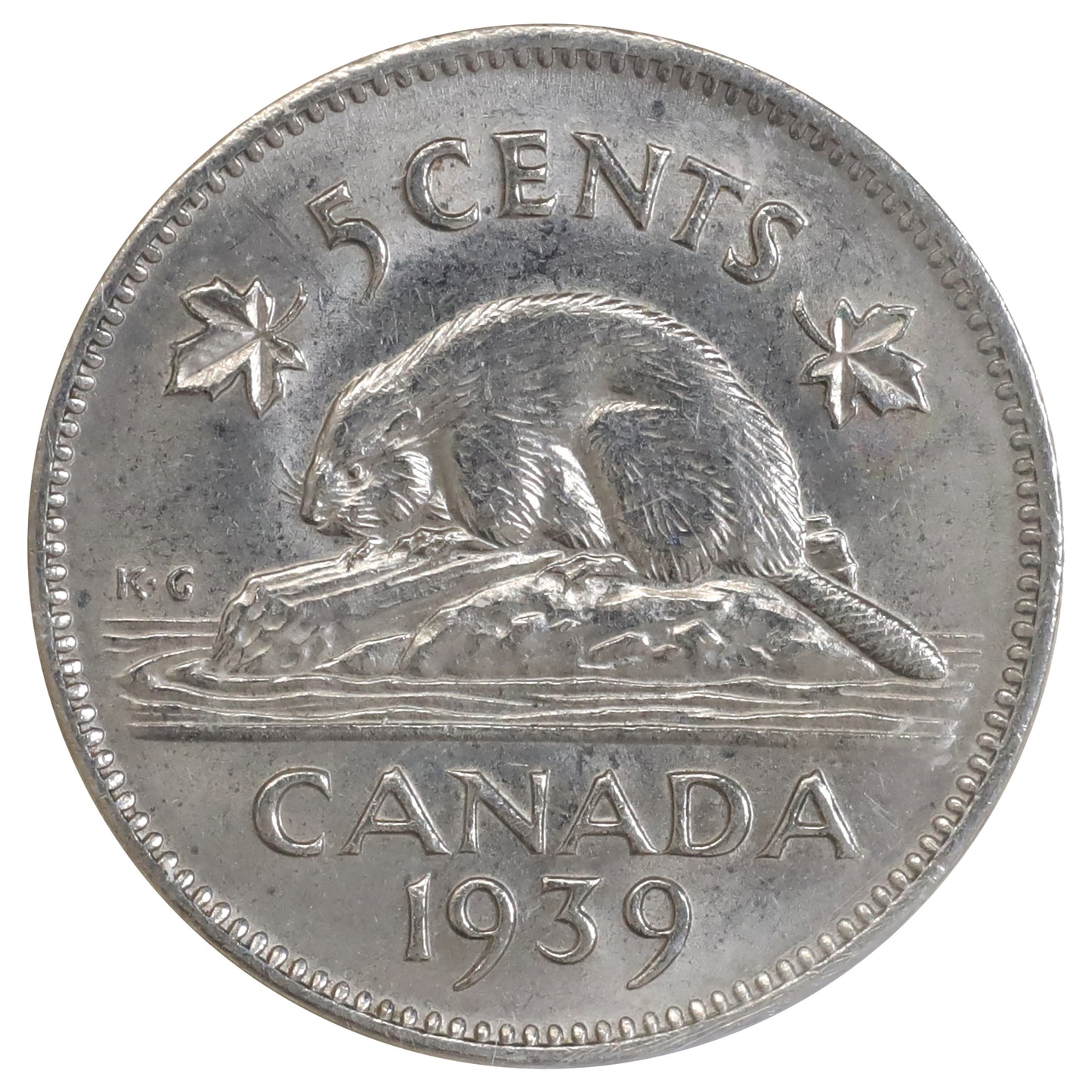 1939 Canada 5-cents ICCS Certified AU58
