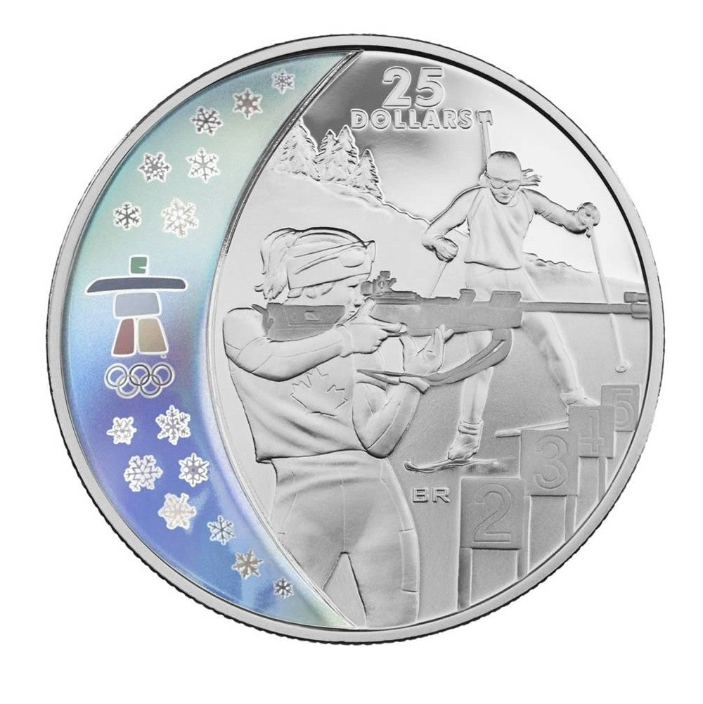 2007 Canada $25 Biathlon Olympic Sterling Silver Hologram