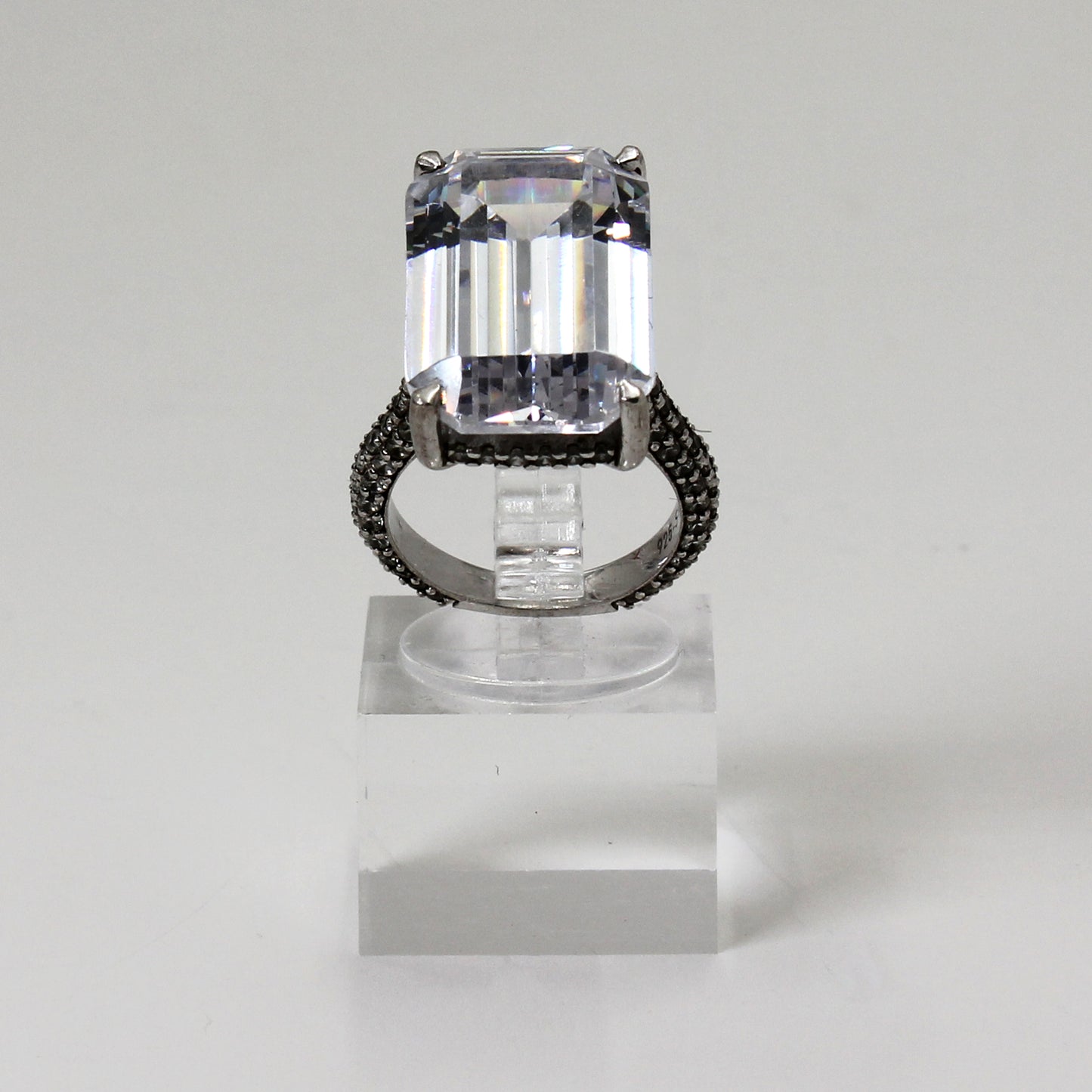 Sterling Silver Emerald-Cut Statement Ring - 5