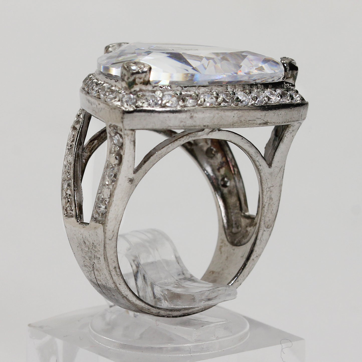 Sterling Silver Triangle Halo Ring - Size 6