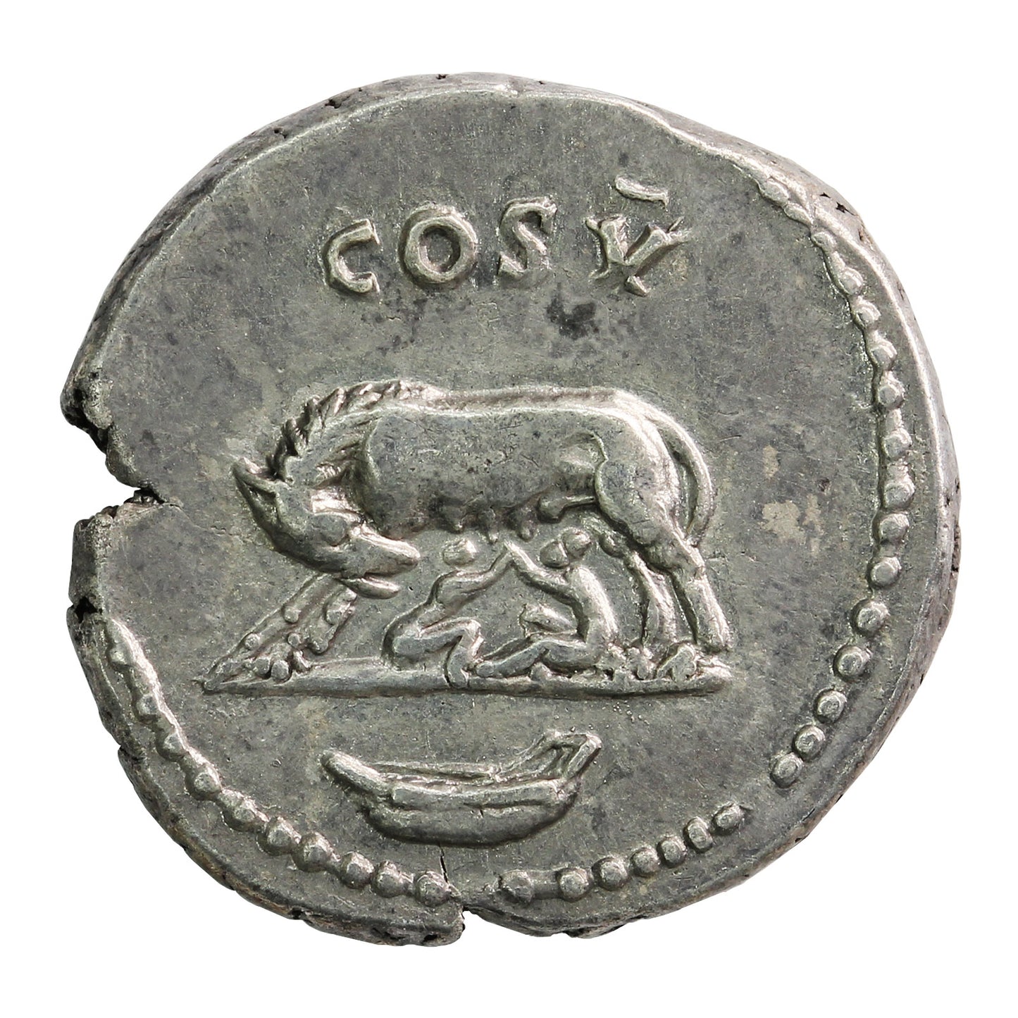 Ancient Rome 69-79AD Wolf With Twins Domitian as Caesar Denarius AU-UNC (AU55)