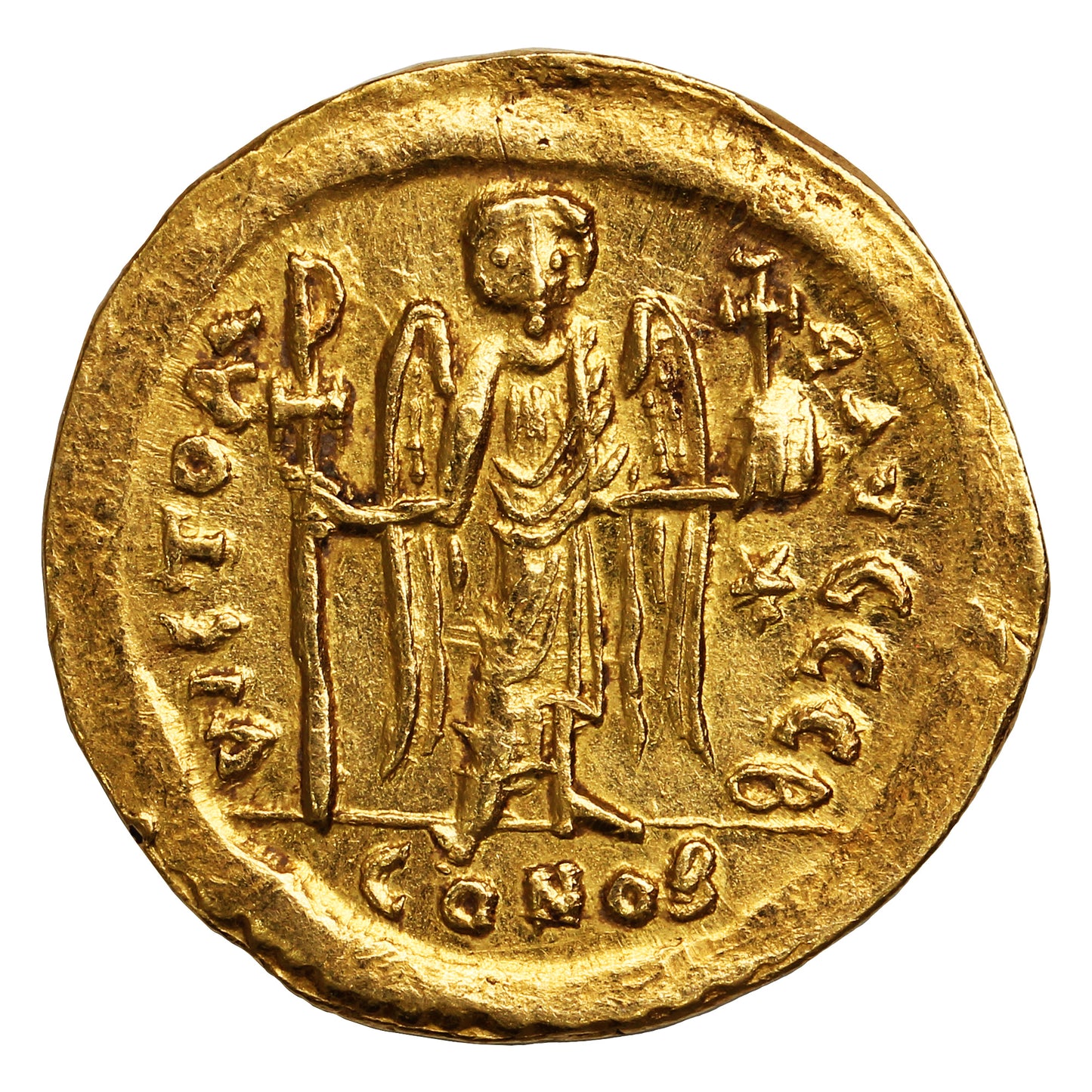 Late Roman Empire 527-565AD Justinian I Gold Solidus Almost Uncirculated (AU50)