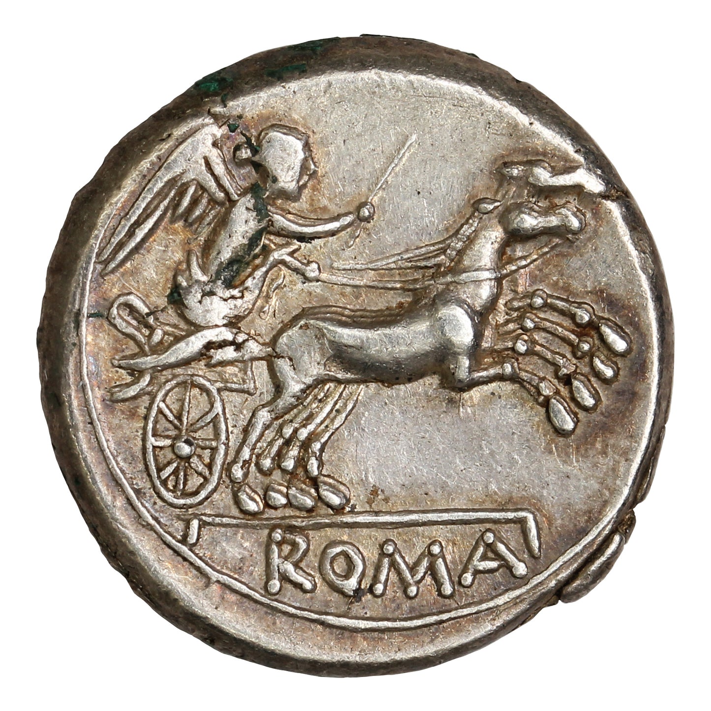 Ancient Roman Republic 157-155BC Head of Roma, Victory Silver Denarius Almost UNC (AU50)