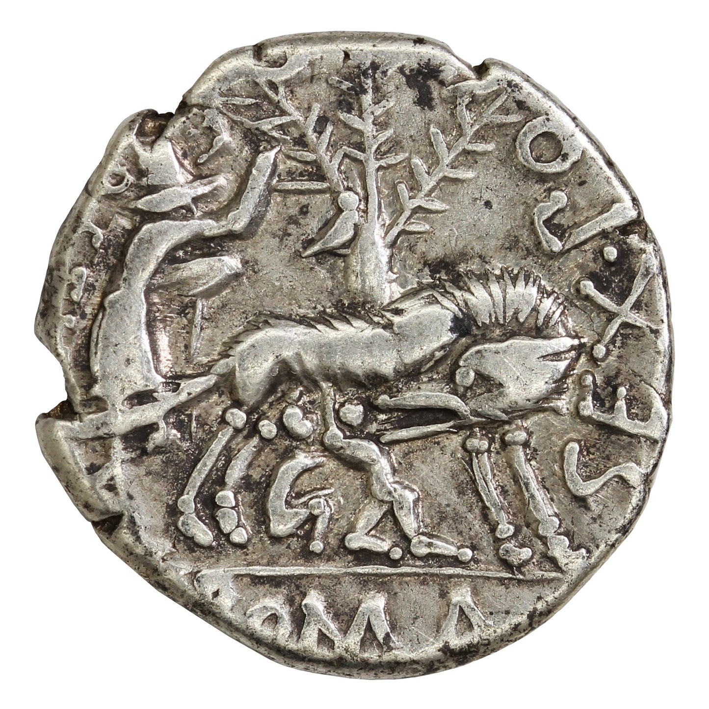 Ancient Roman Republic 137BC Faustulus & Wolf S. Pompeius Silver Denarius Extra Fine (EF40)