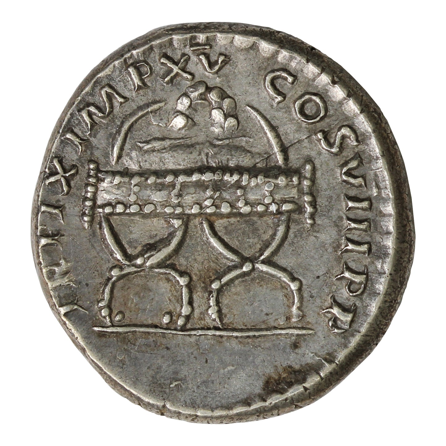 Ancient Rome 80AD Curule Chair Rev. Titus Silver Denarius Almost Uncirculated (AU50)