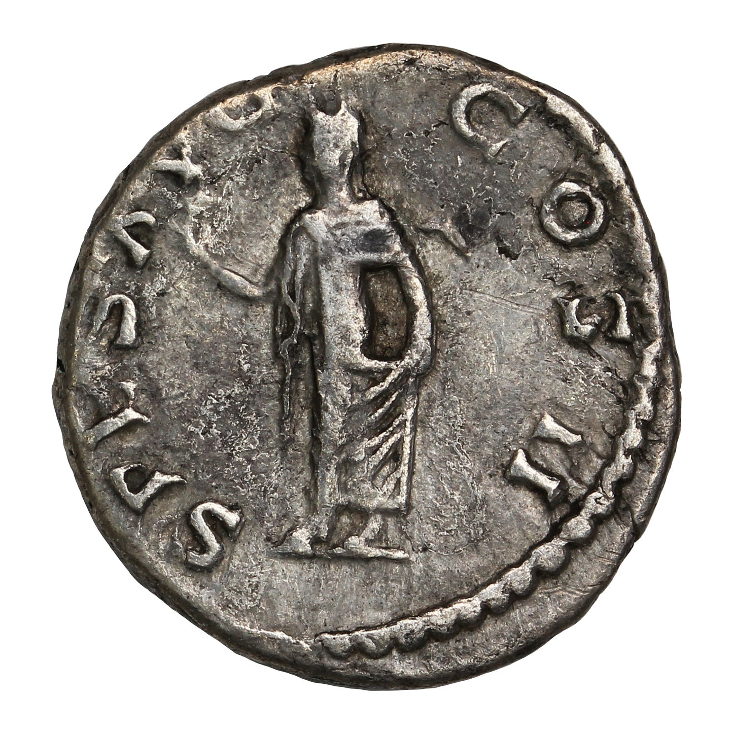 Ancient Rome 195-196AD Lugdunum Mint Clodius Albinus Silver Denarius Very Fine (VF20)