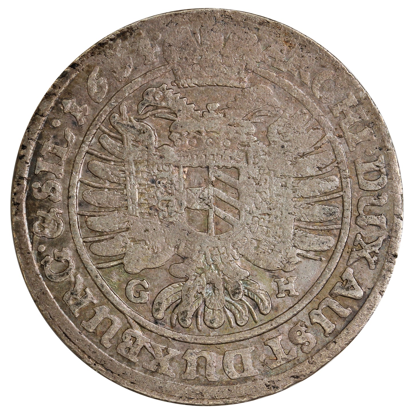 Austrian States 1664GH Leopold I Silesia 15 Kreuzer VF-EF (VF30)