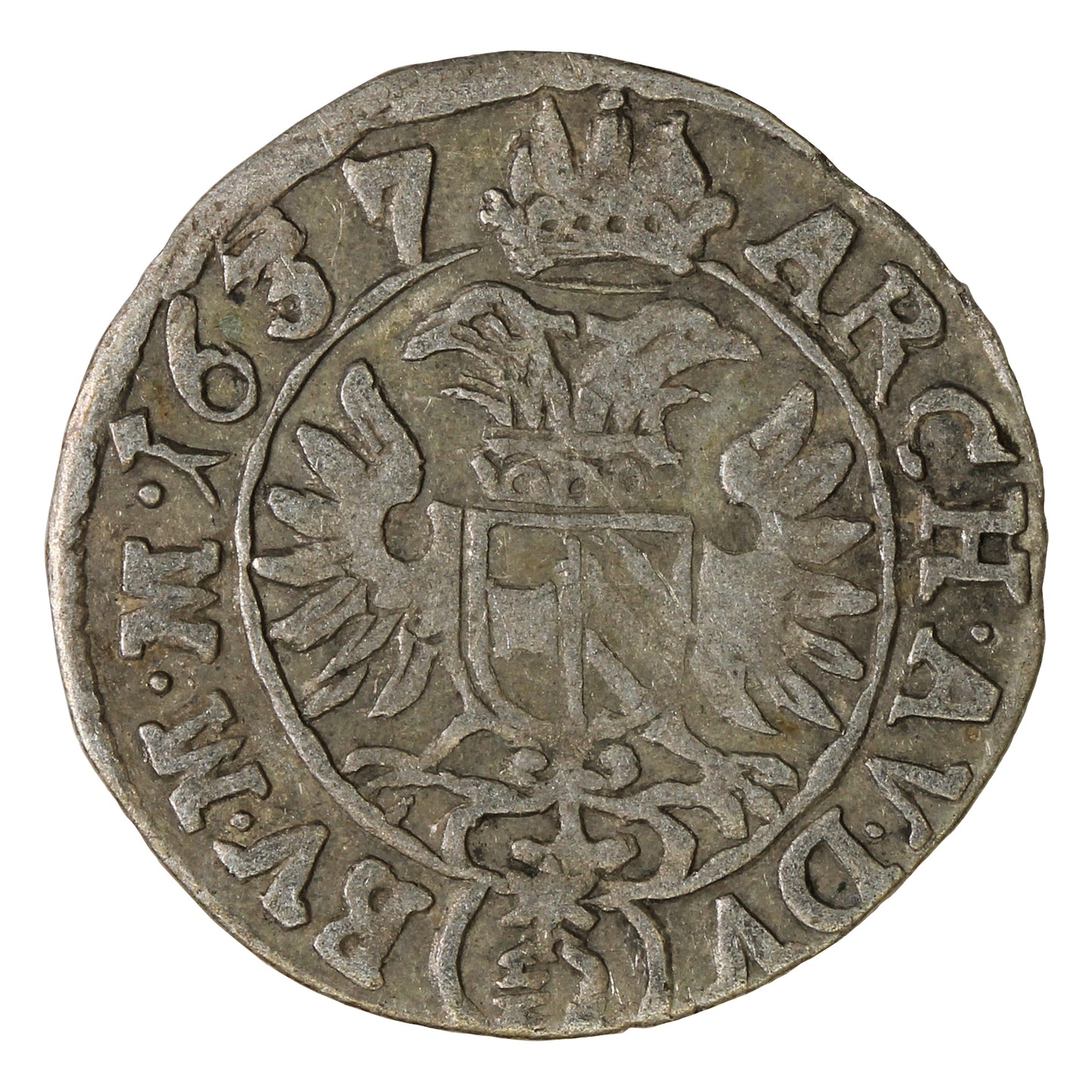 Austria 1637 Ferdinand II 3 Kreuzer VF-EF (VF30) $