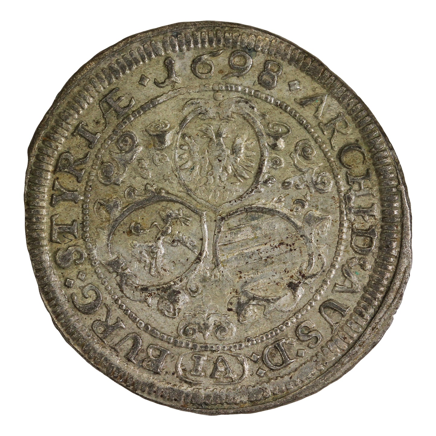 Austria 1698 Leopold I 3 Kreuzer AU-UNC (AU55) $