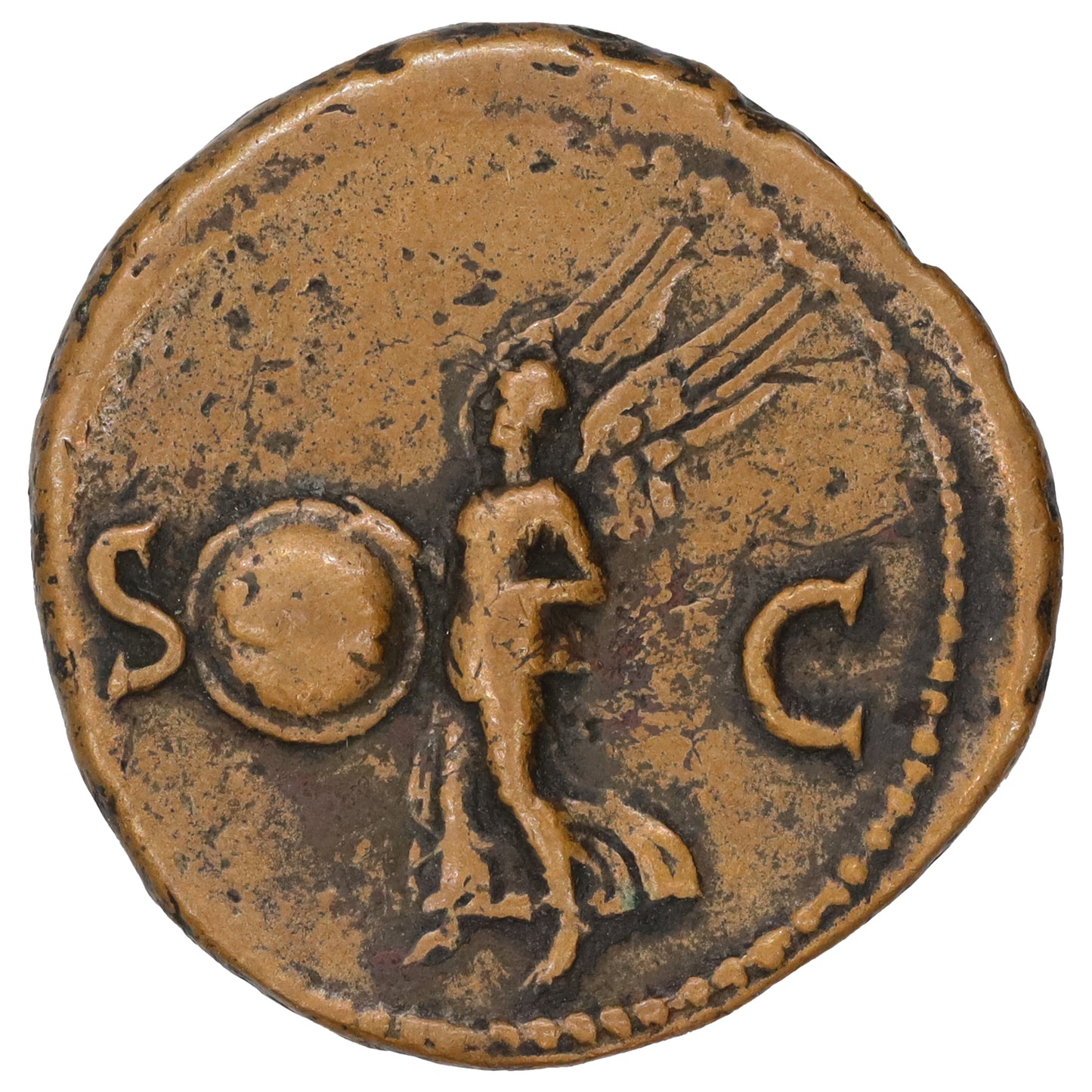 Ancient Rome 65 AD Nero Victory Copper As VF-EF (VF30)