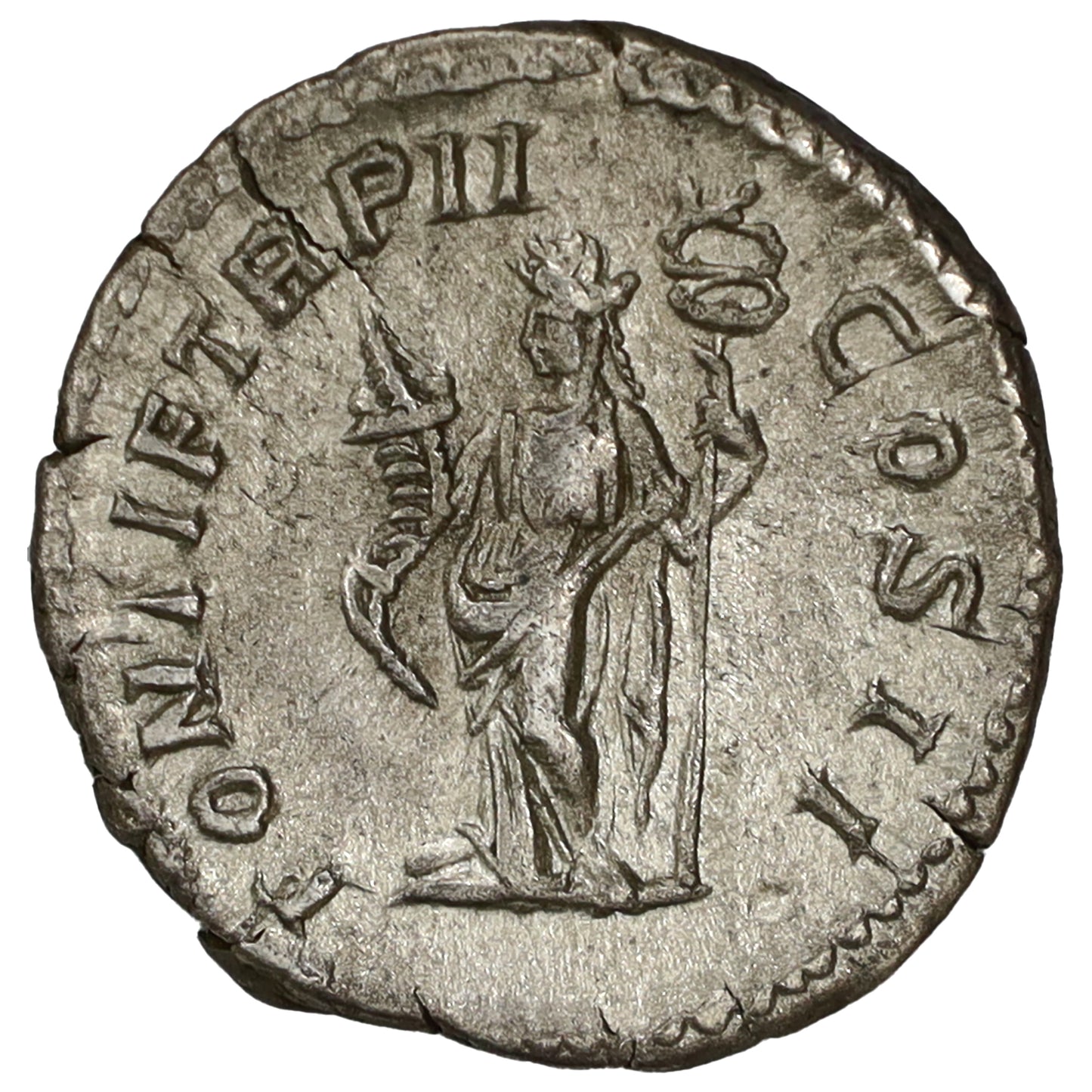 Ancient Rome 210 AD Felicitas Geta Silver Denarius Extra Fine (EF40)