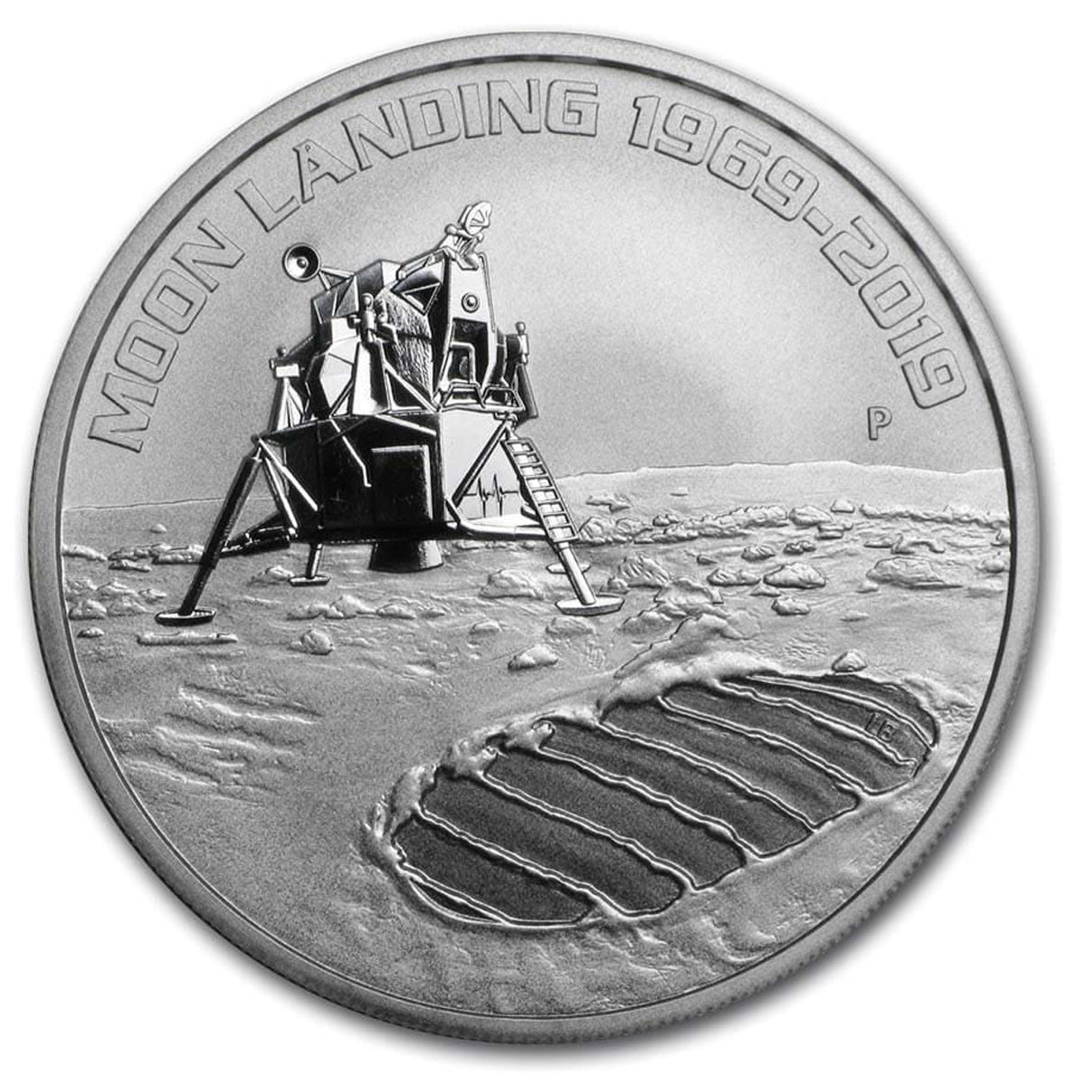 2019 Australia $1 Moon Landing 1969-2019 Ann. 1oz Silver (No Tax) Cap. Scratched