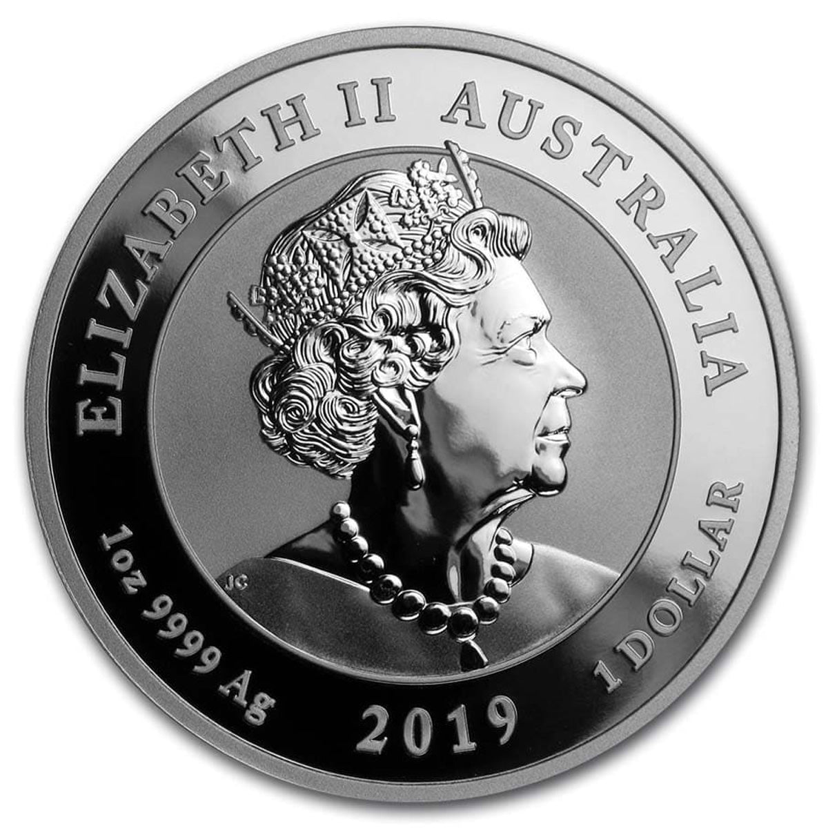 2019 Australia $1 Moon Landing 1969-2019 Ann. 1oz Silver (No Tax) Cap. Scratched