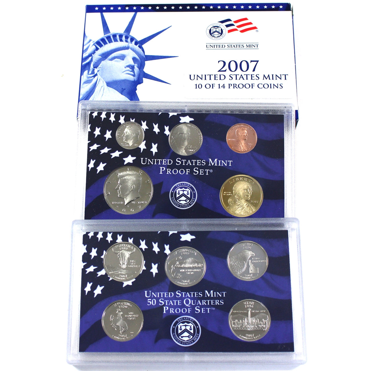 2007 S USA Mint Proof Set (10 of 14 Proof Coins) Light Issues