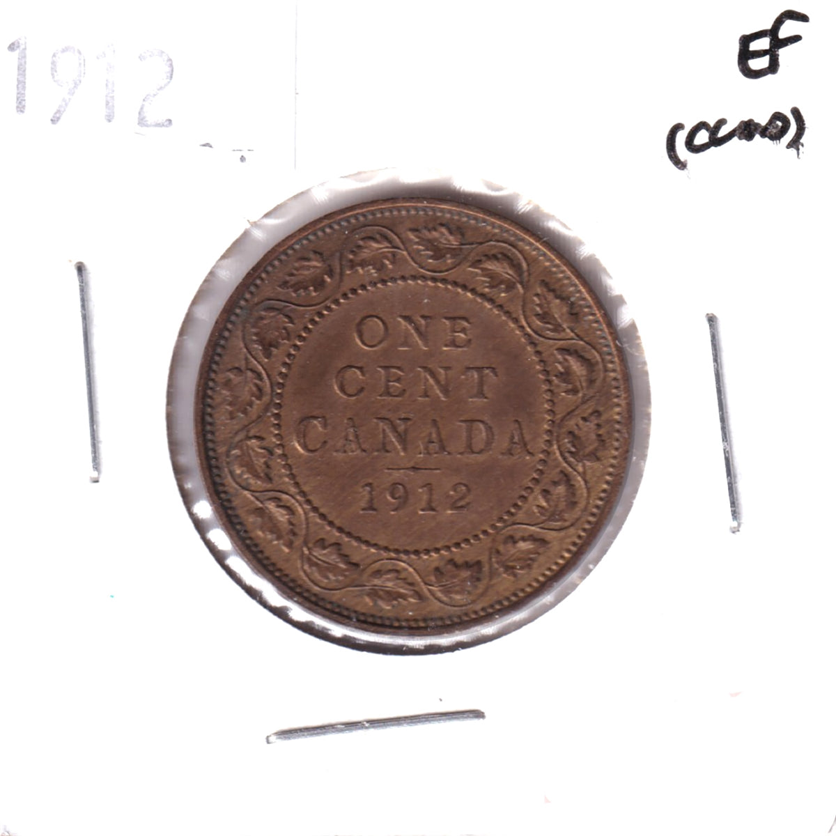 1912 Canada 1-cent Extra Fine (EF40) Scratched, Cleaned or Impaired