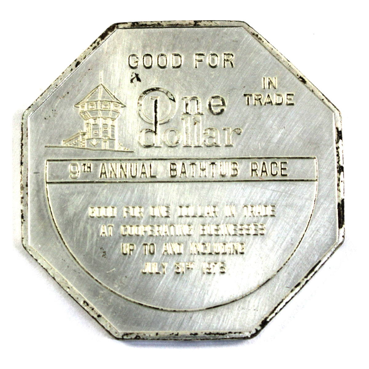 1975 Nanaimo, BC, 9th Annual Bathtub Race Large Octagonal Trade Dollar Token