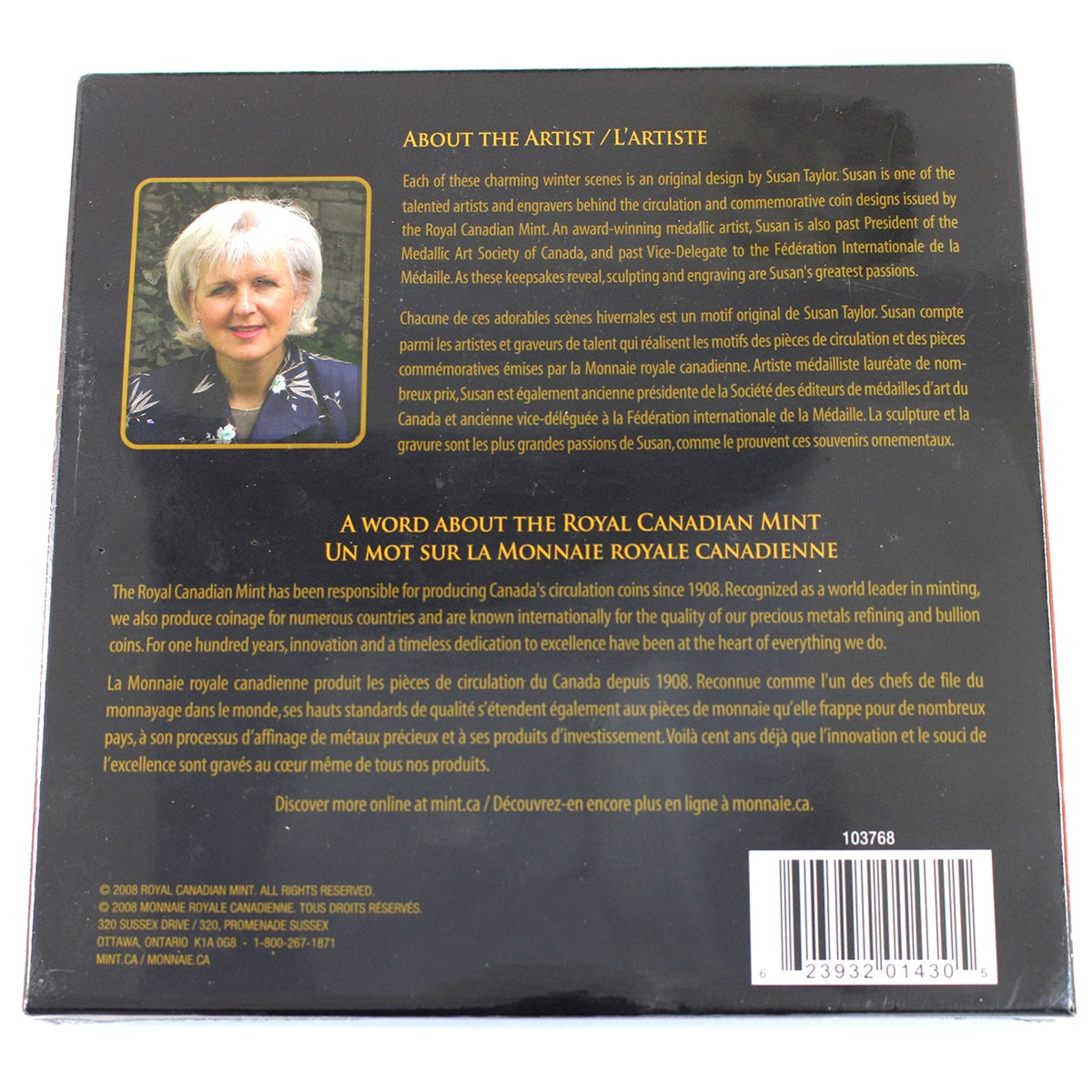 2008 Winter Scenes of Canada Set of 3 Gold-plated Ornaments by RCM (Lightly toned)