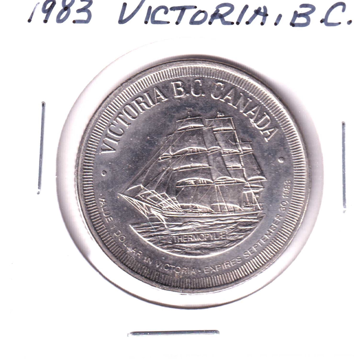 1983 Victoria, BC, Trade Dollar Token: Thermopylae