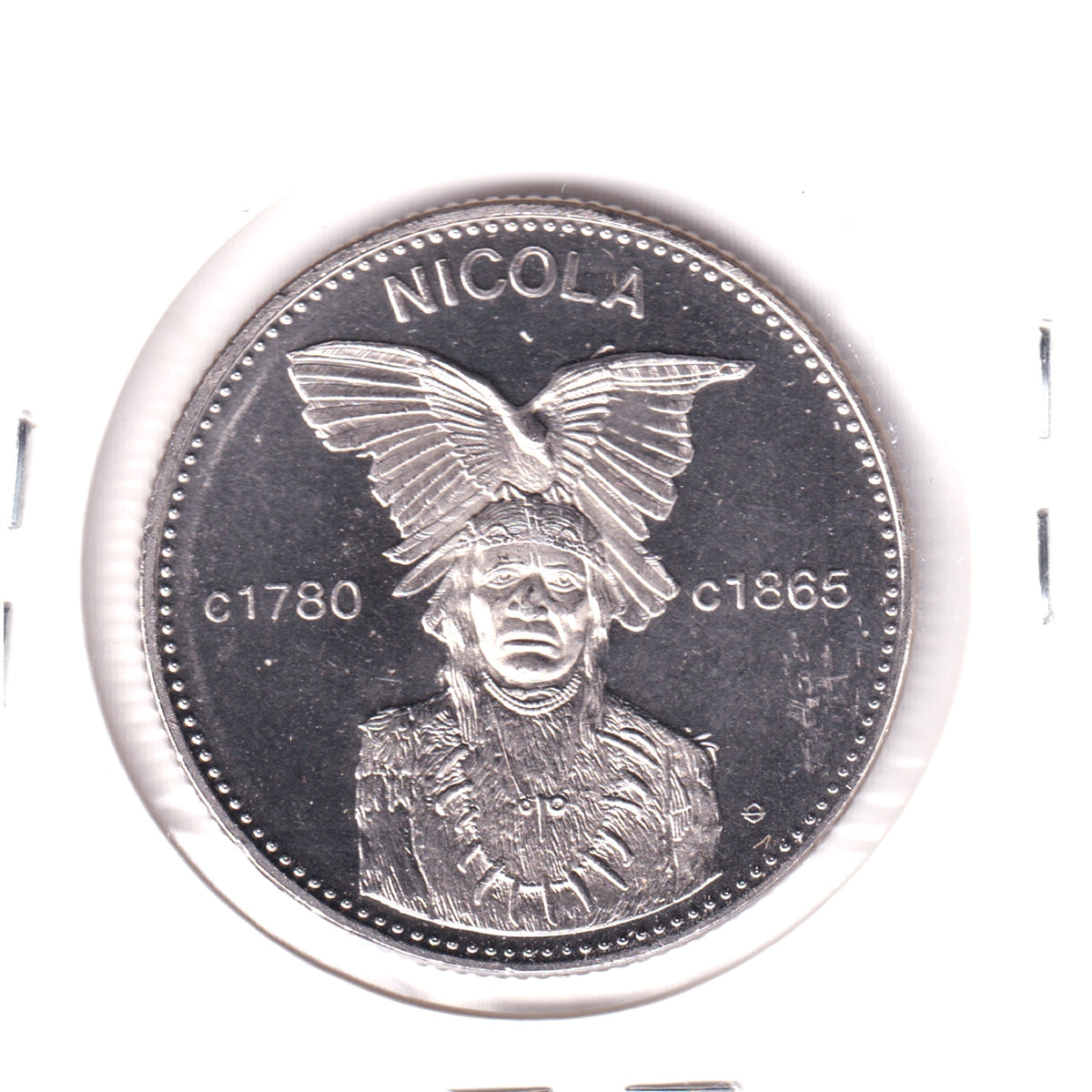 1978 British Columbia Okanagan Dollar Trade Token: Nicola (Okanagan Leader)