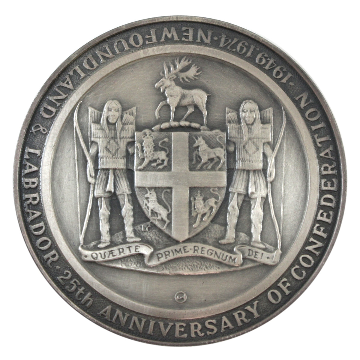 1974 Newfoundland 25th Anniversary of Confederation 2oz. Silver Medal in Case (No Tax)