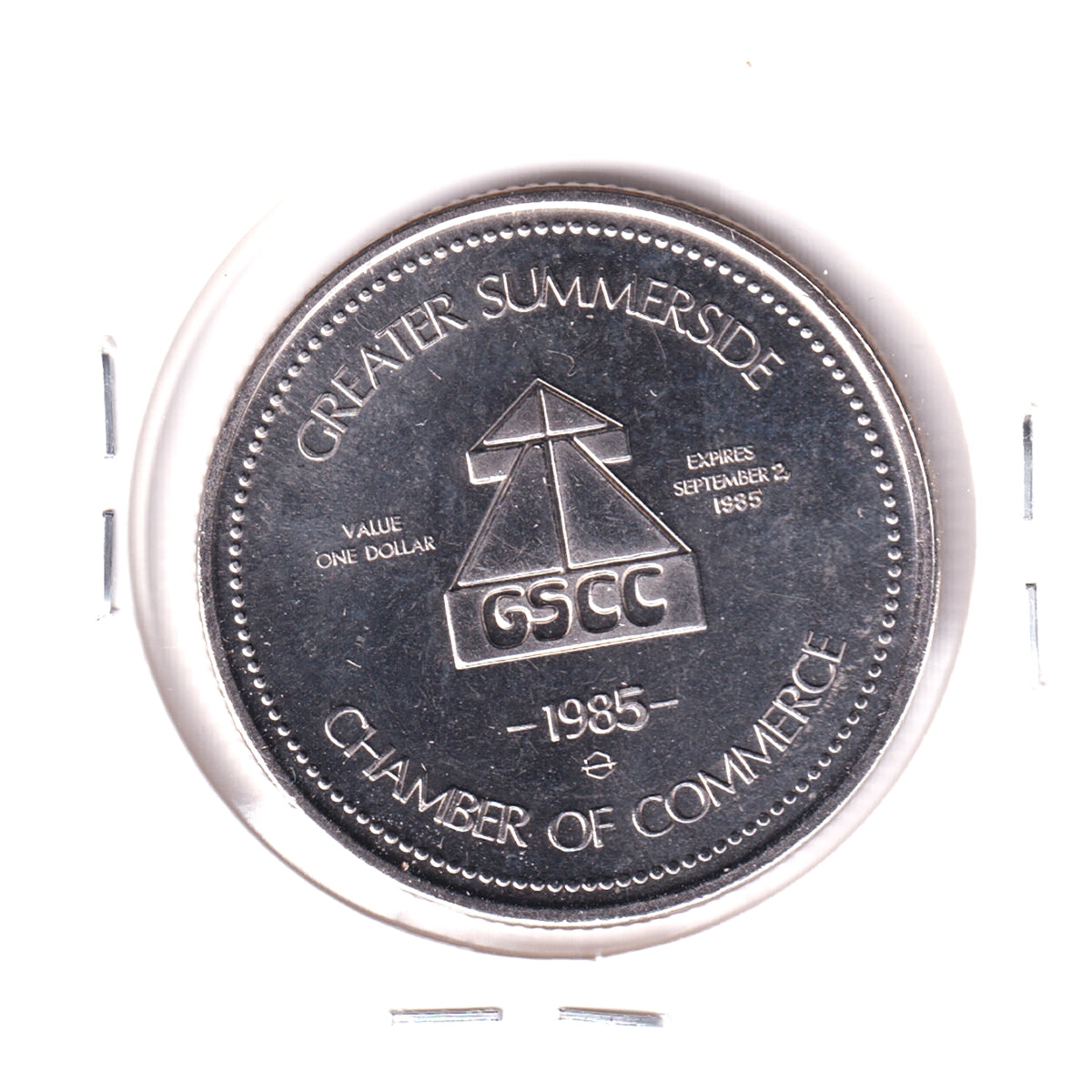1985 Greater Summerside, PEI, Micmac Dollar Trade Token: Chief Membertou