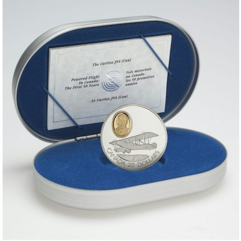 1992 Canada $20 Aviation - The Curtiss JN4 Sterling Silver Coin