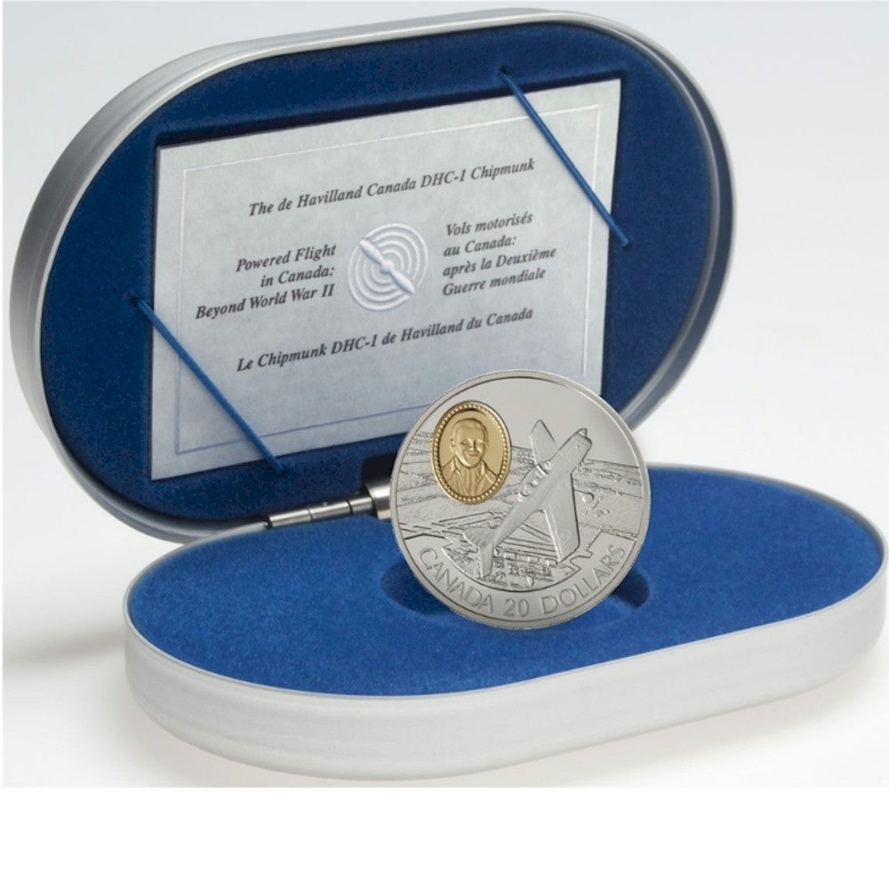 1995 Canada $20 Aviation - DHC-1 Chipmunk Sterling Silver Coin