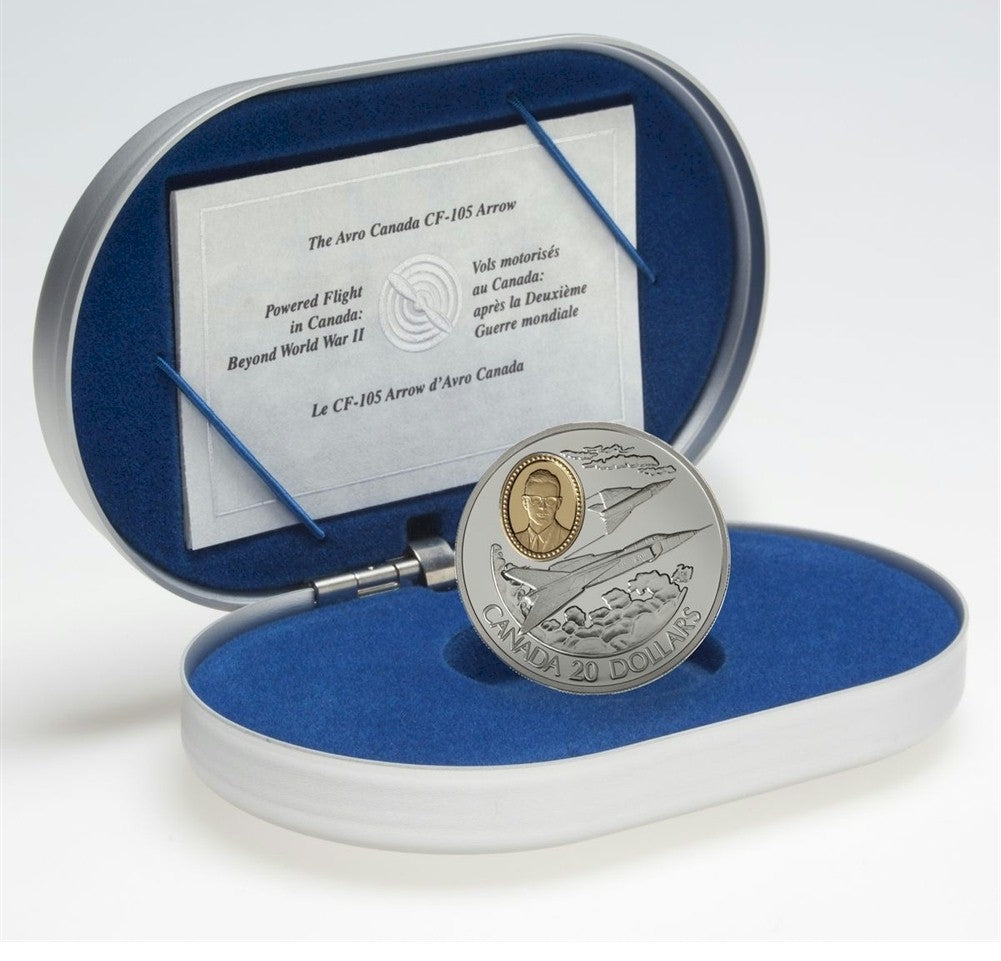 1996 Canada $20 Aviation - Avro Arrow CF-105 Sterling Silver Coin