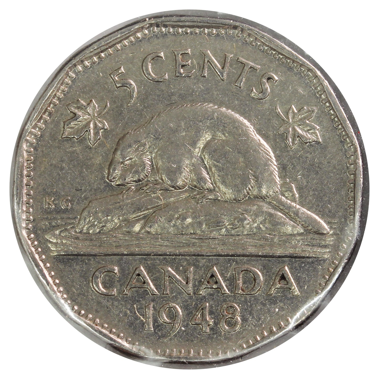 1948 Canada 5-Cents VF-EF (VF30) Scratched, Cleaned or Impaired