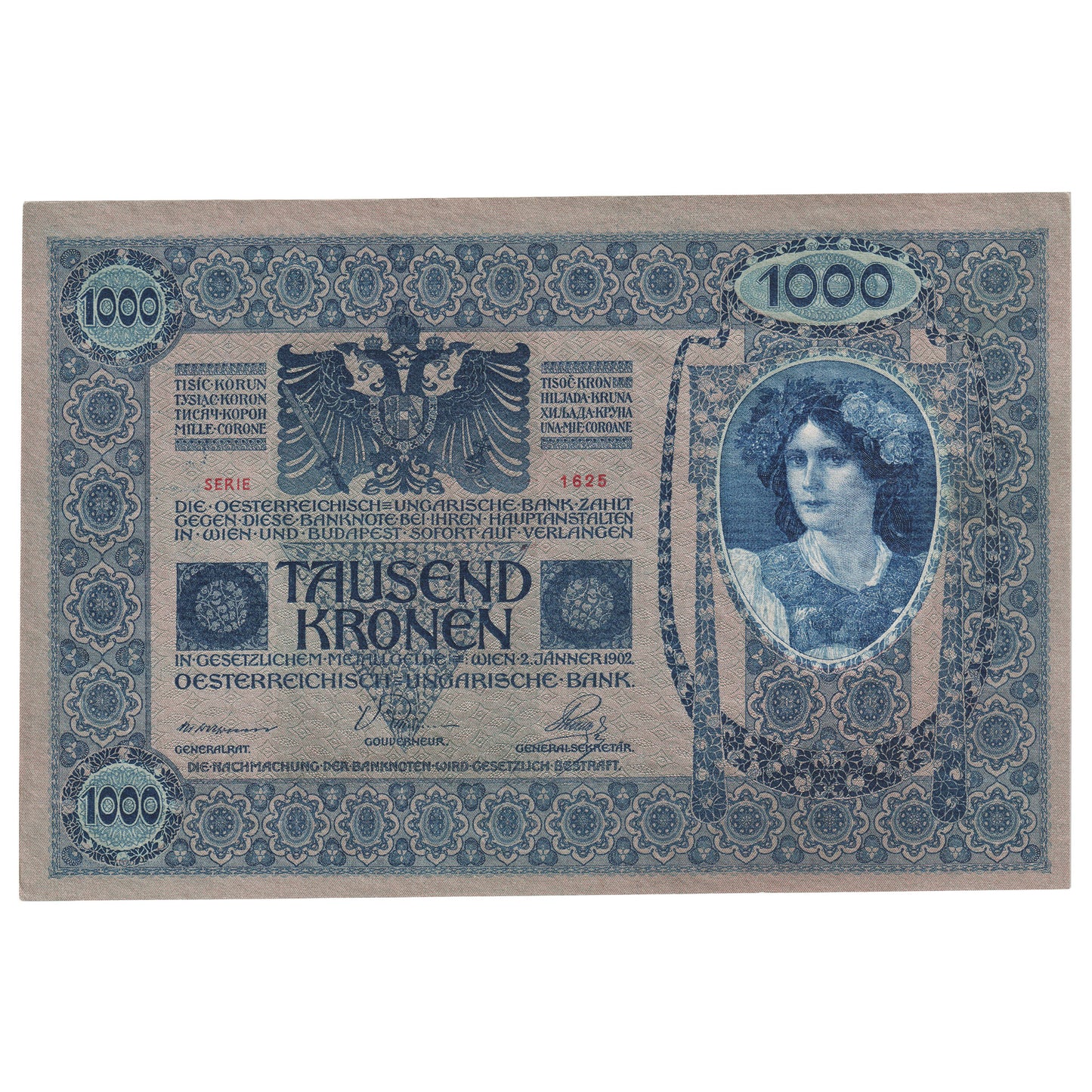 Austria 1902 (1919) 1,000 Kronen, Pick #59, UNC