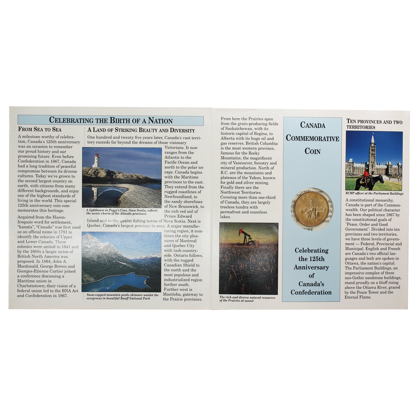 1992 Canada 125 Celebration Information Booklet with Parliament Dollar in booklet