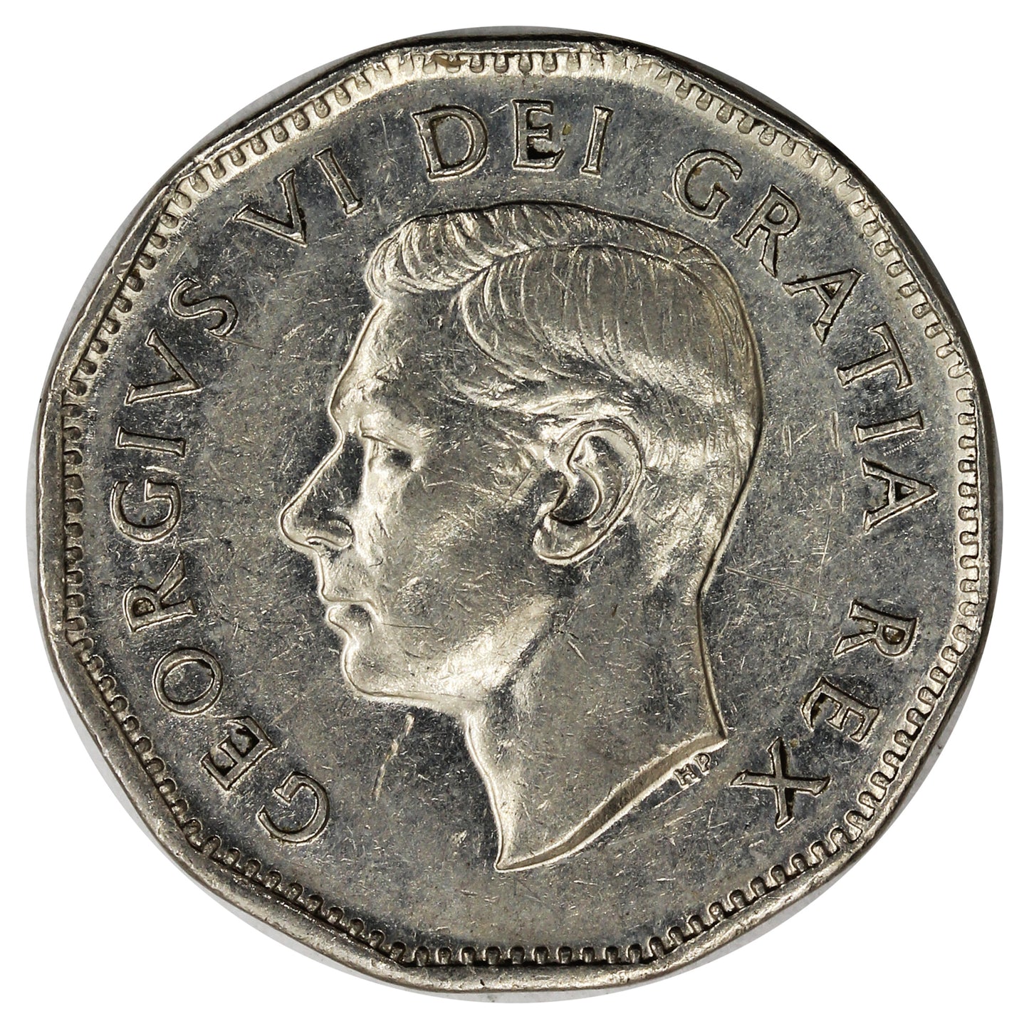 1951 Refinery Half Moon Canada 5-cents VF-EF (VF30) Scratched, Cleaned or Impaired