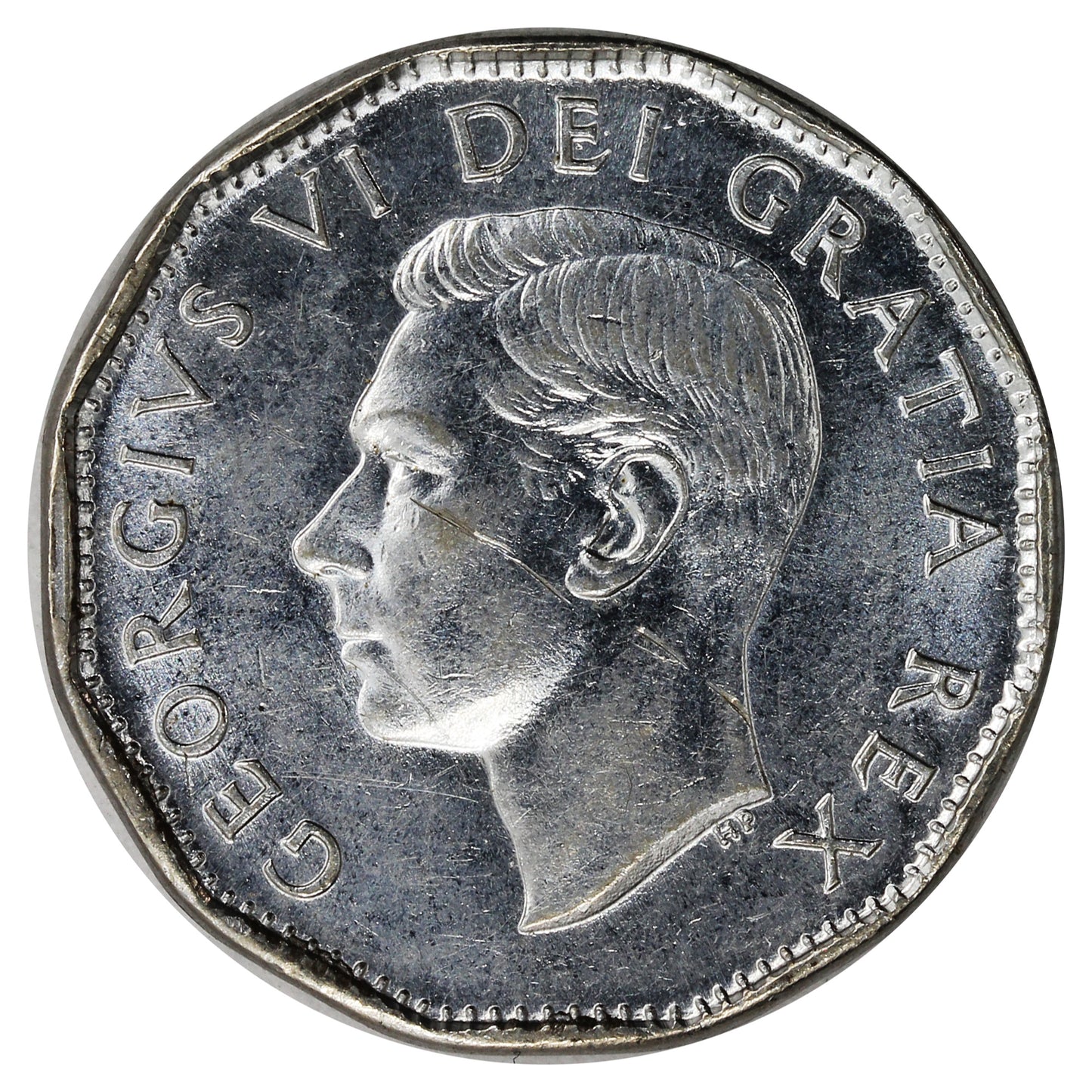 1952 Canada 5-cents AU-UNC (AU55) Scratched, Cleaned or Impaired